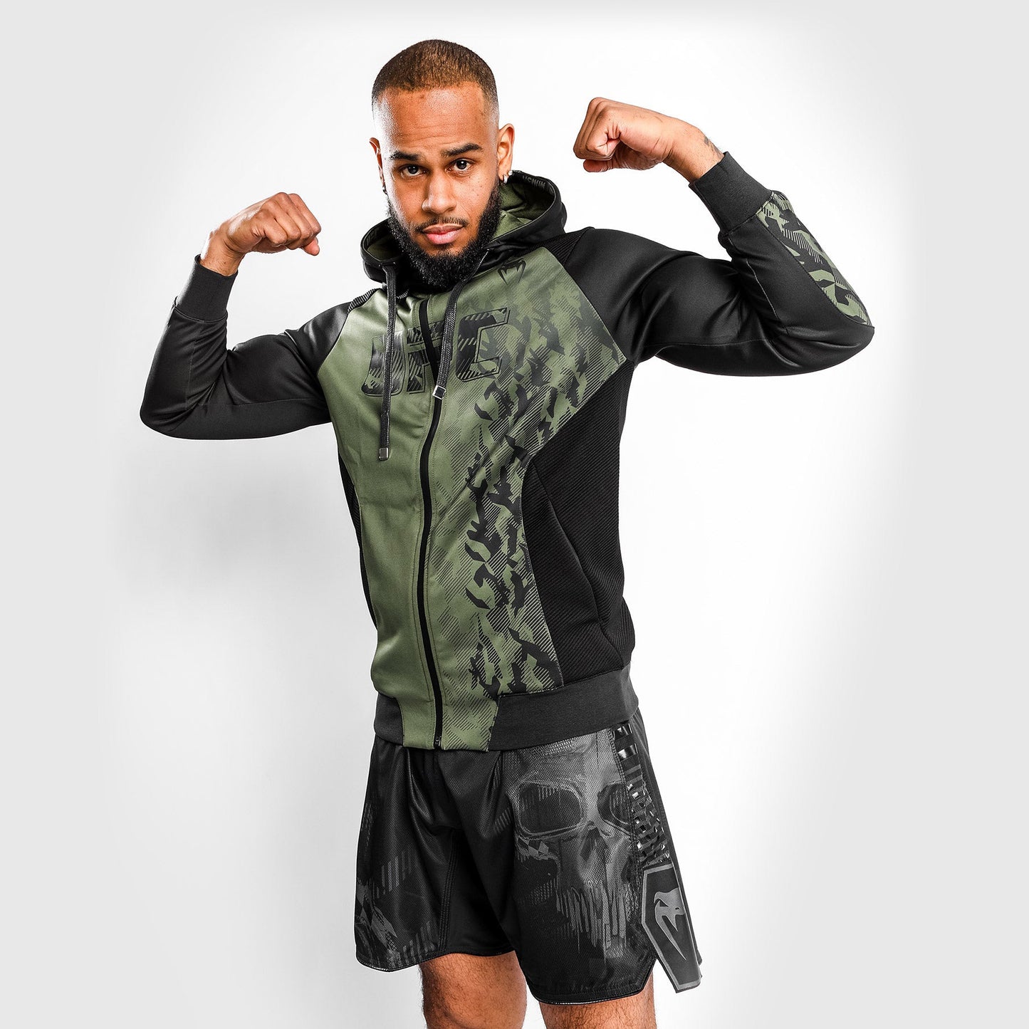 UFC Venum Authentic Fight Week 男士拉链连帽衫 – 卡其色