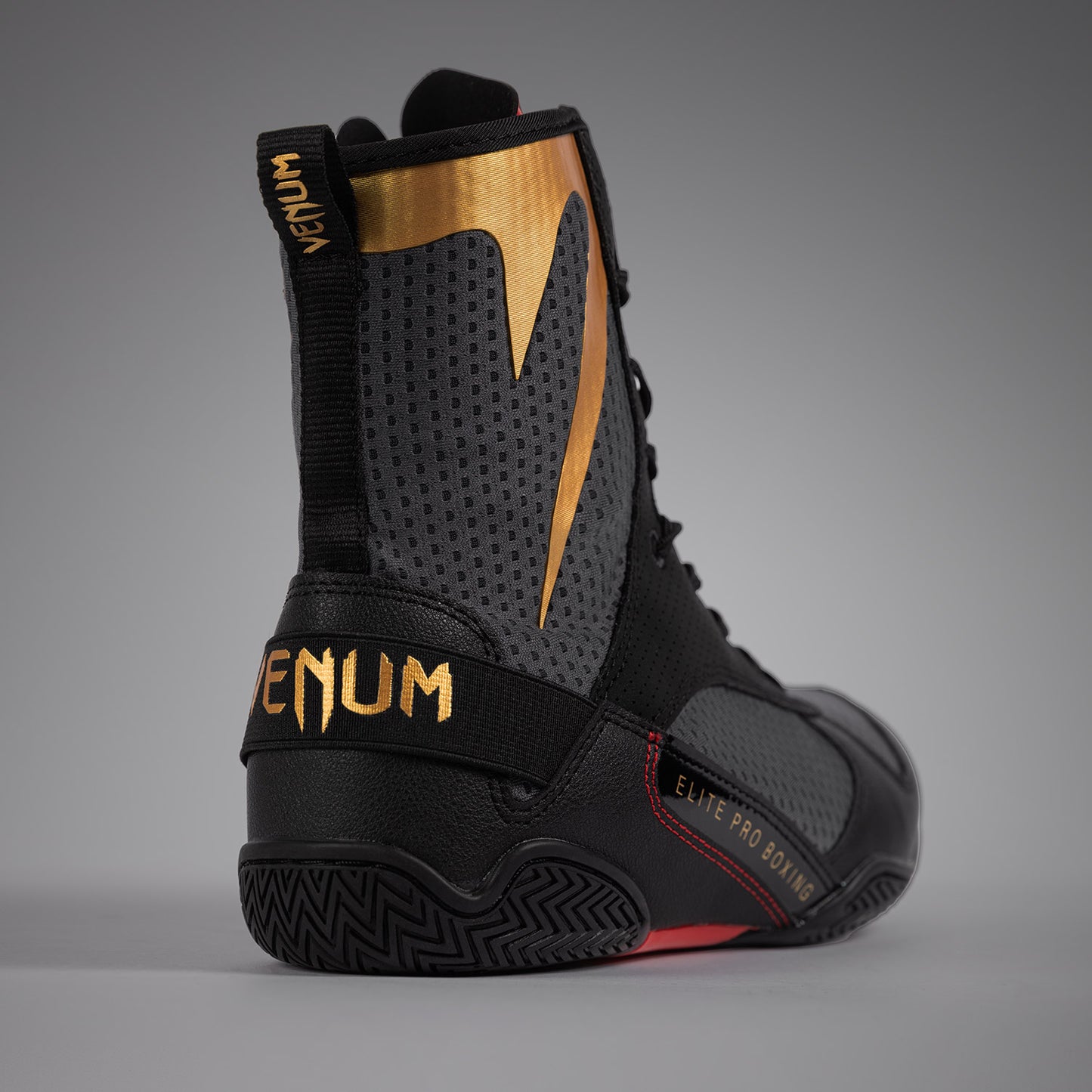 Venum Elite 拳击鞋 – 风暴灰色/金色