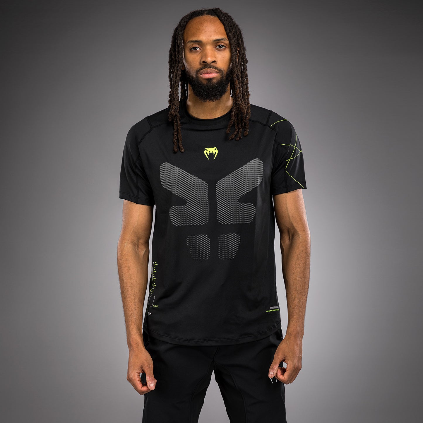 Venum Training Camp 4.0 Dry Tech T恤 – 黑色/荧光绿