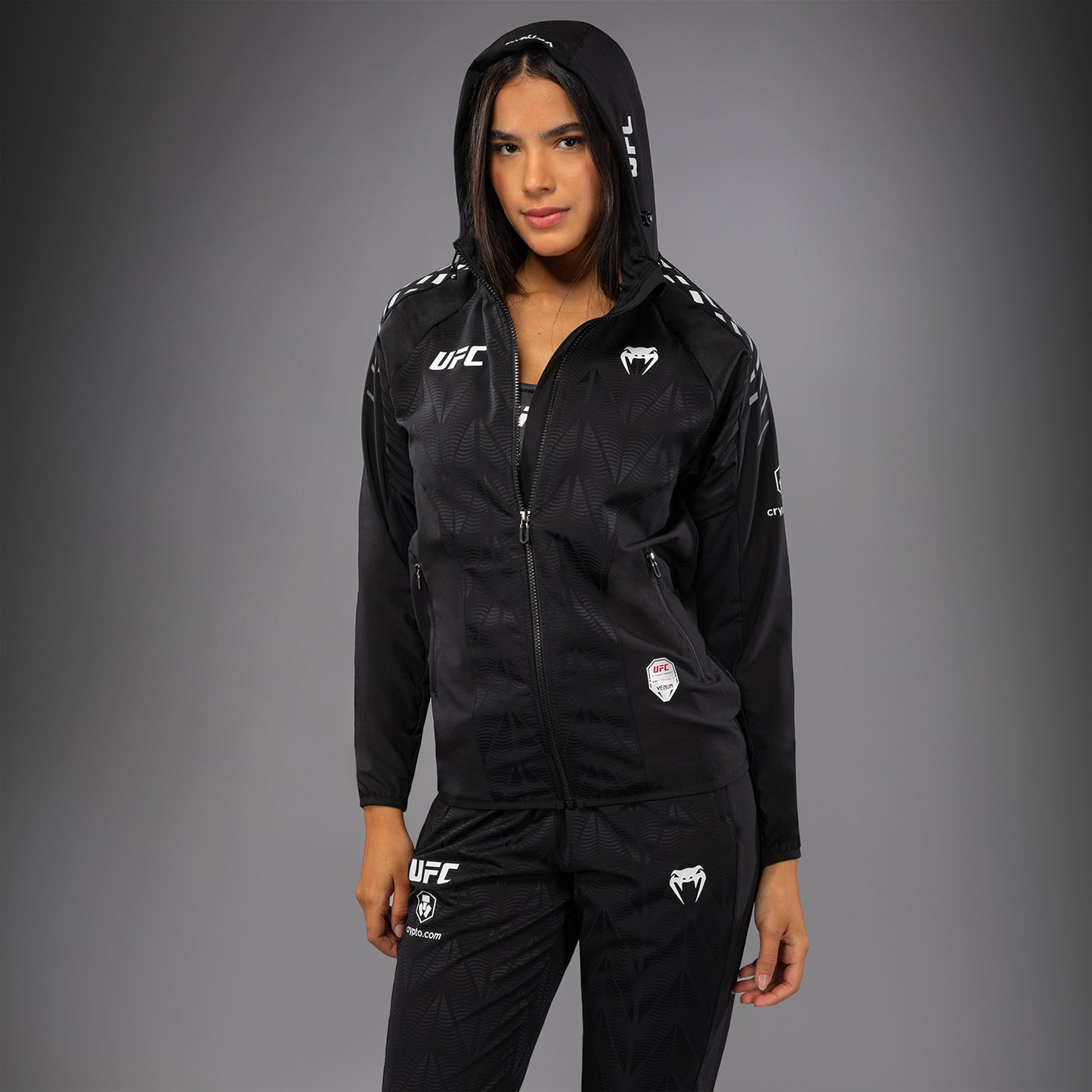 Women's UFC Zenith by Venum 正品战斗之夜出场连帽衫 – 黑色