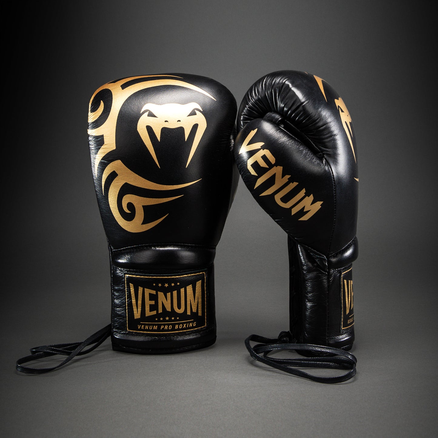 Venum Giant 2.0 Mike Tyson Pro 拳击手套带鞋带 – 黑色/金色