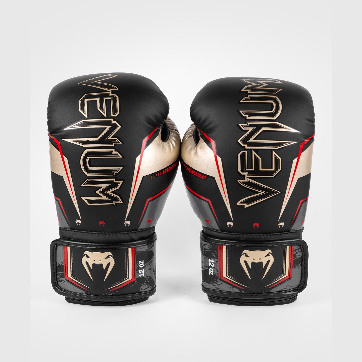 Venum Elite Evo 拳击手套 – 黑色/金色/红色