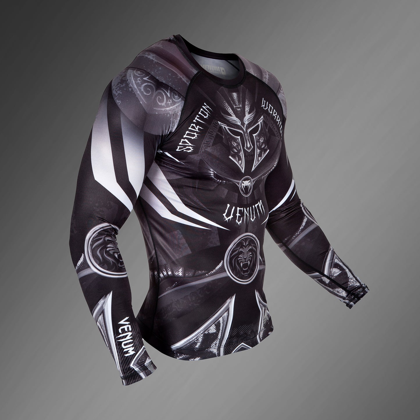 Venum Gladiator 3.0 紧身防磨衣–长袖–黑色/白色
