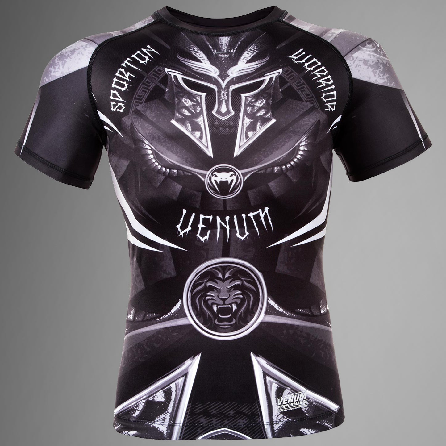 Venum Gladiator 3.0 紧身防磨衣–黑色/白色–短袖