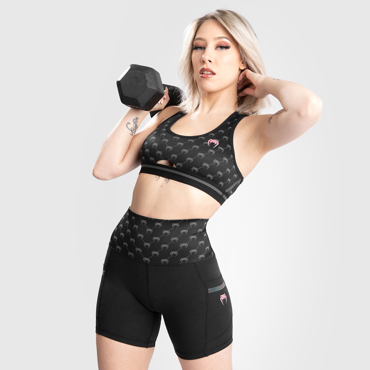 Venum Monogram 紧身短裤 – 女士款 – 黑色/粉红金