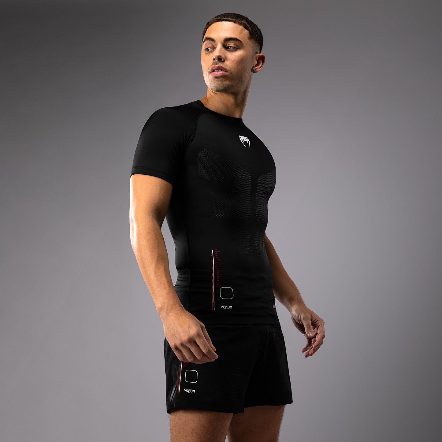 Venum Tactical XT 短袖紧身防磨衣 – 黑色/火红色