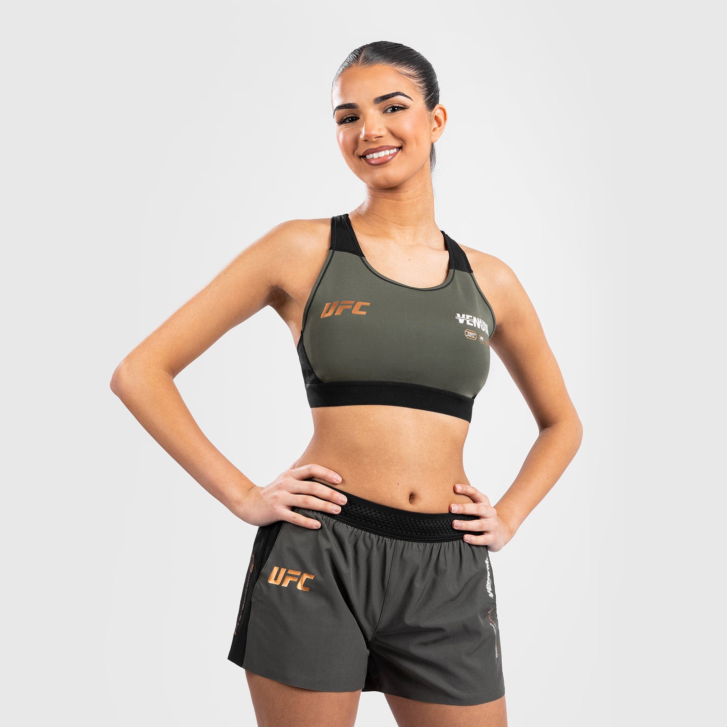UFC Adrenaline by Venum Fight Week 女士运动内衣 – 卡其色/青铜色