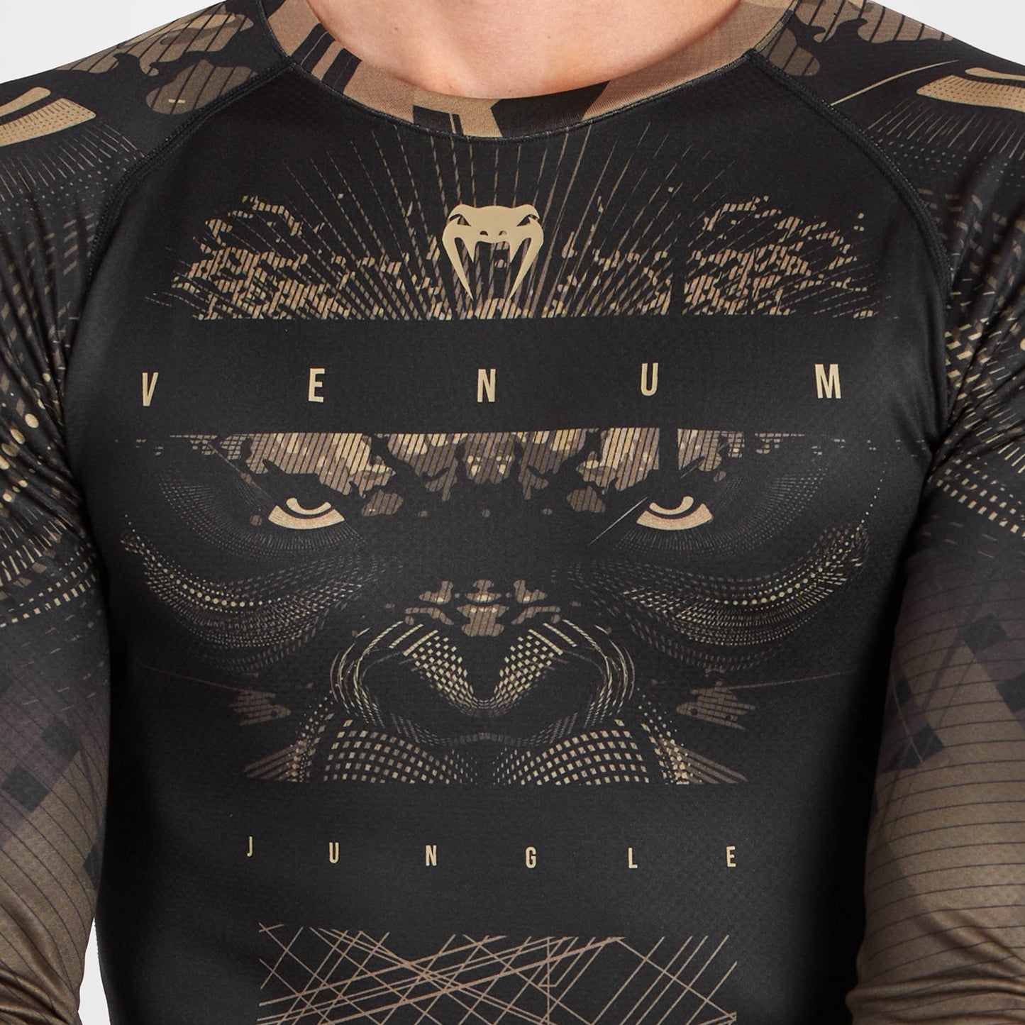 Venum Gorilla Jungle 长袖紧身防磨衣 – 黑色/沙色