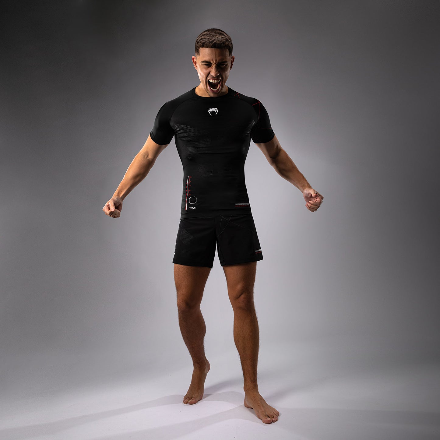 Venum Tactical XT 短袖紧身防磨衣 – 黑色/火红色
