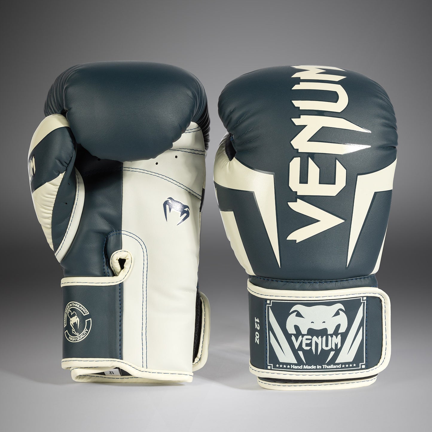Venum Elite 拳击手套 – 白色/藏青色