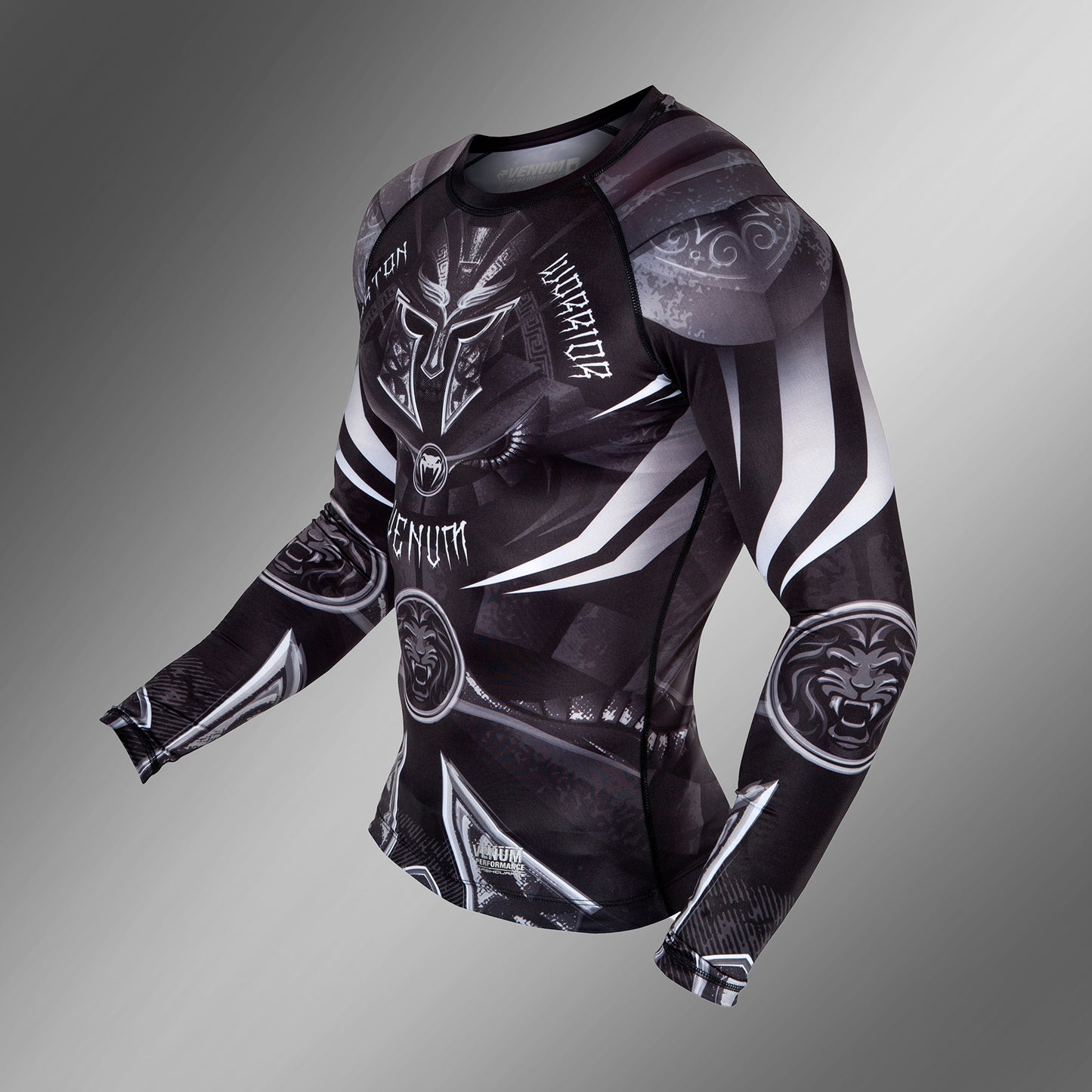 Venum Gladiator 3.0 紧身防磨衣–长袖–黑色/白色