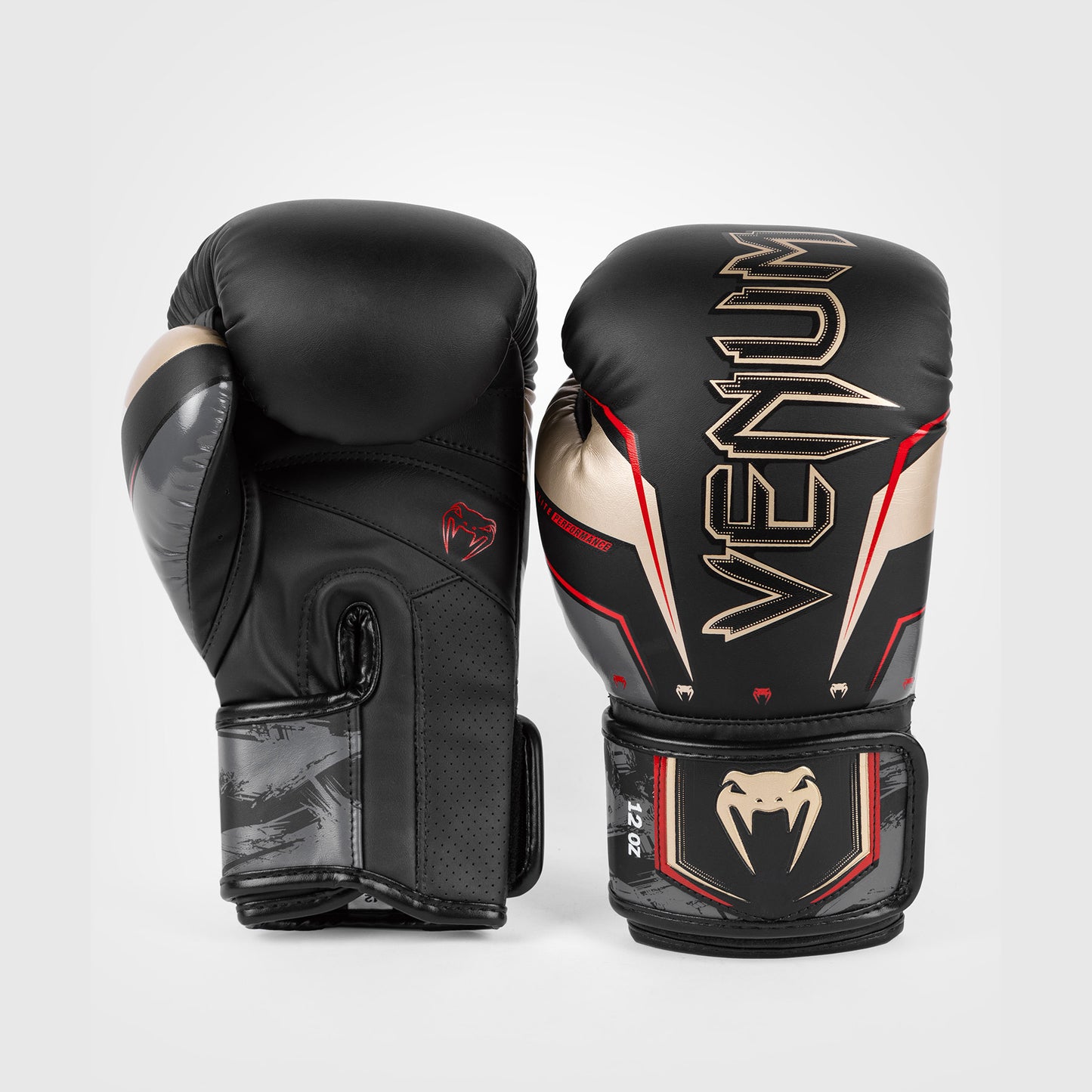 Venum Elite Evo 拳击手套 – 黑色/金色/红色