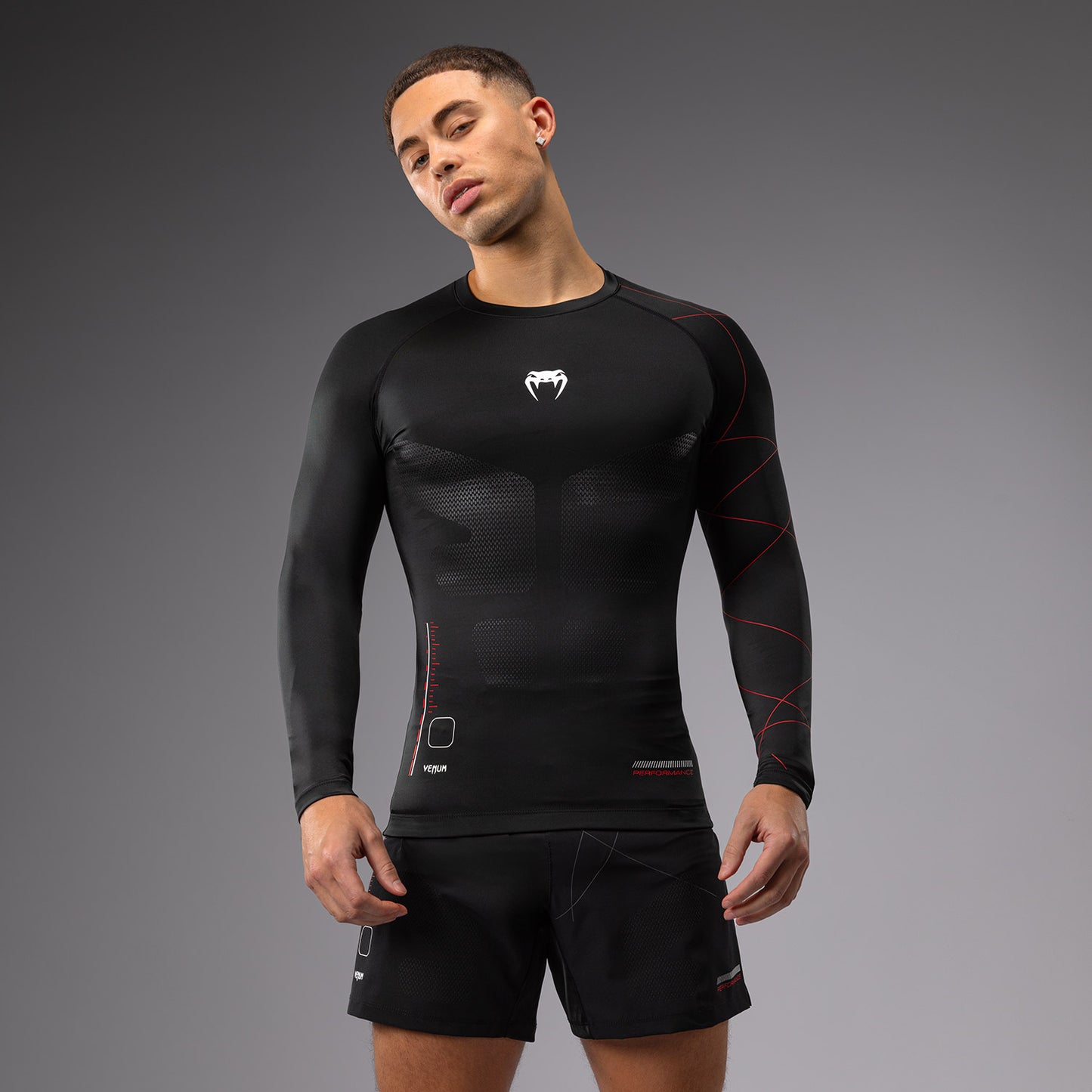 Venum Tactical XT 男士长袖紧身防磨衣 – 黑色/火红色