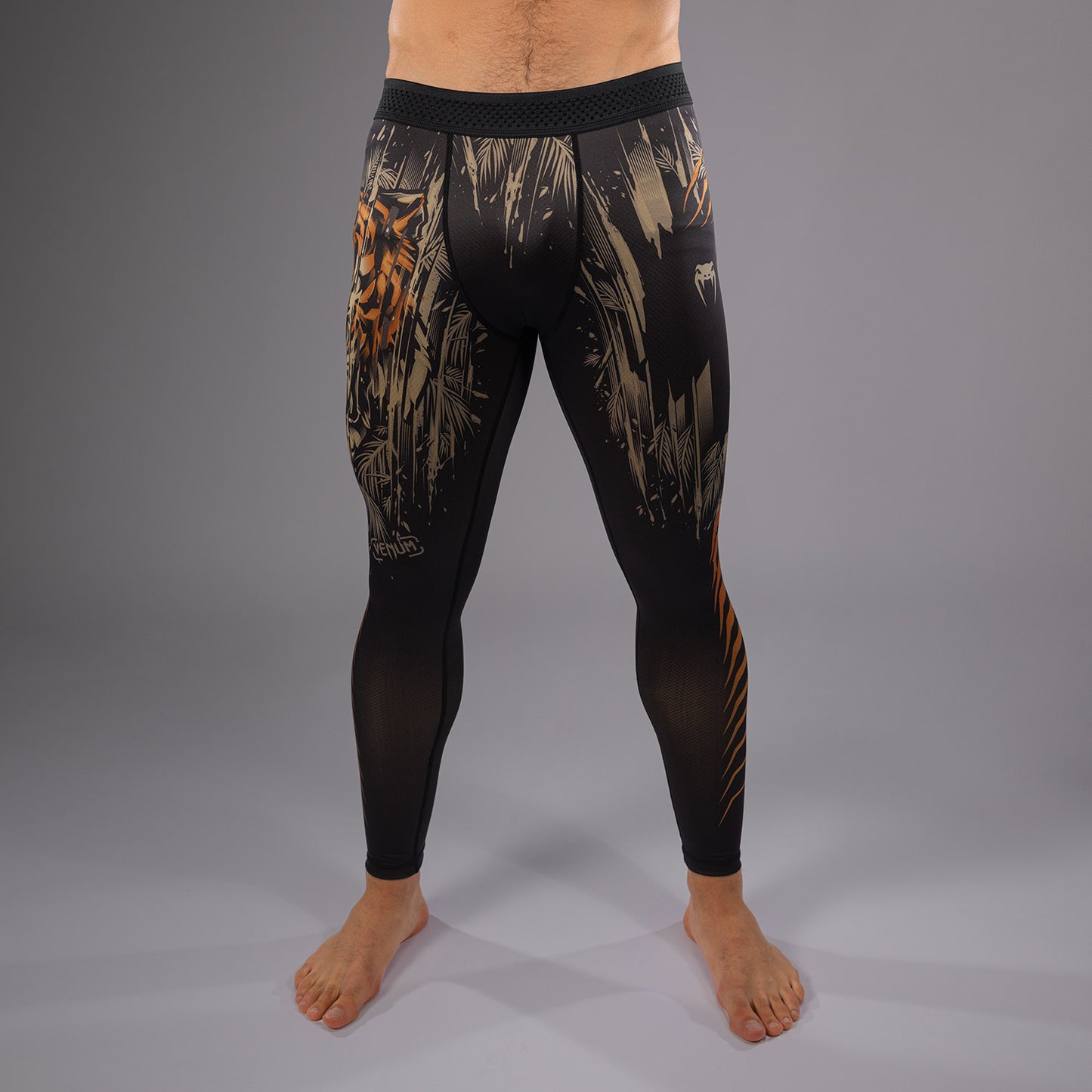 Venum Tiger 男士紧身裤 – 黑色/荧光橙