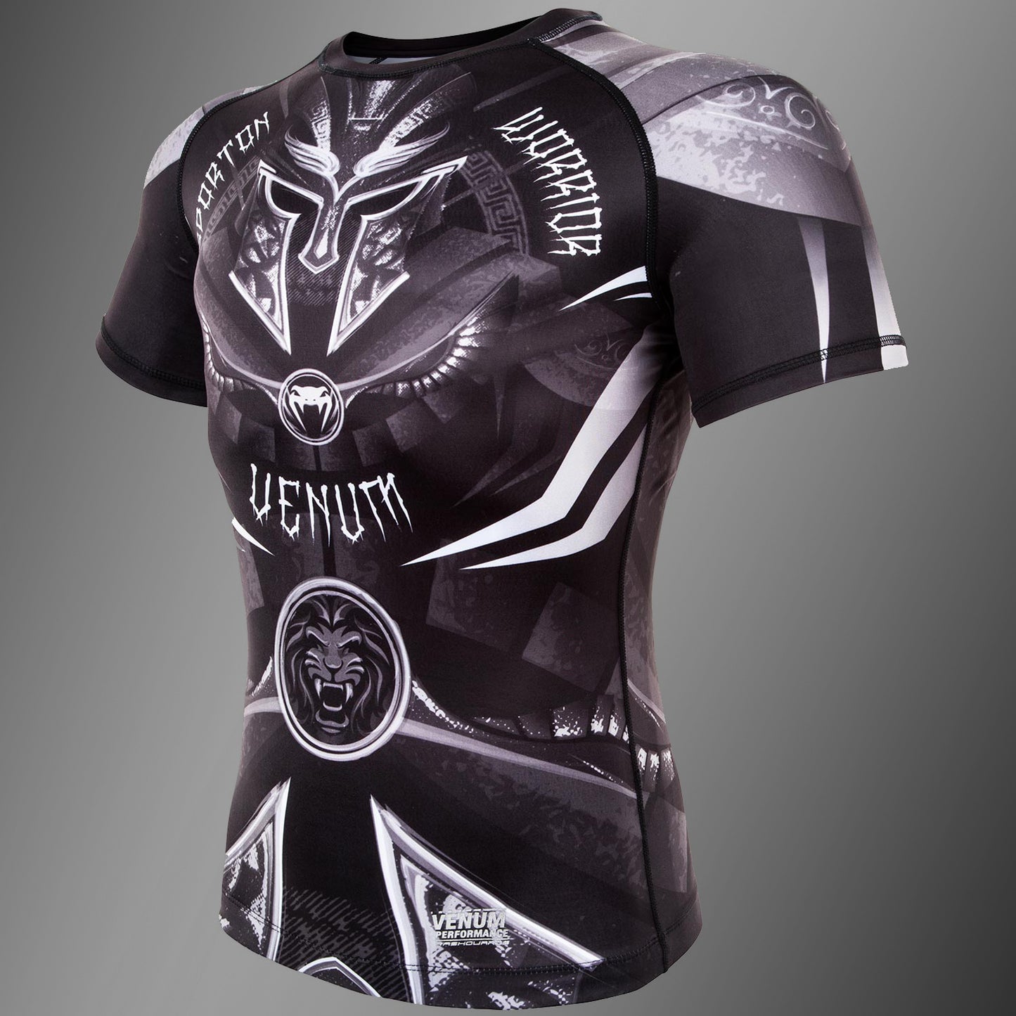 Venum Gladiator 3.0 紧身防磨衣–黑色/白色–短袖