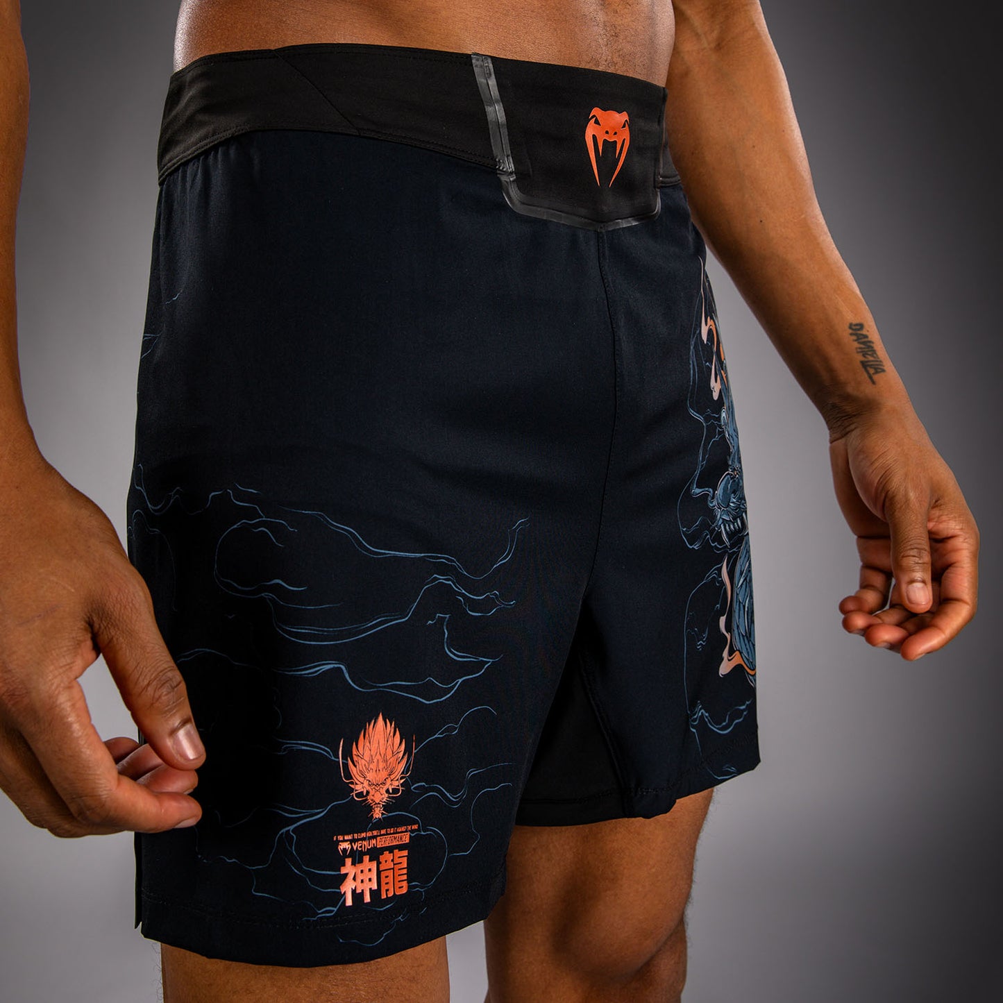 Venum Thunder Dragon 格斗短裤 – 黑色/灰色/铜色