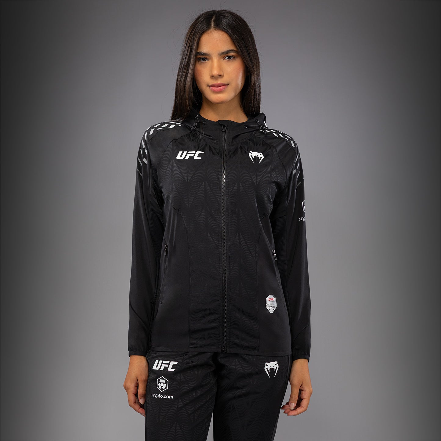 Women's UFC Zenith by Venum 正品战斗之夜出场连帽衫 – 黑色