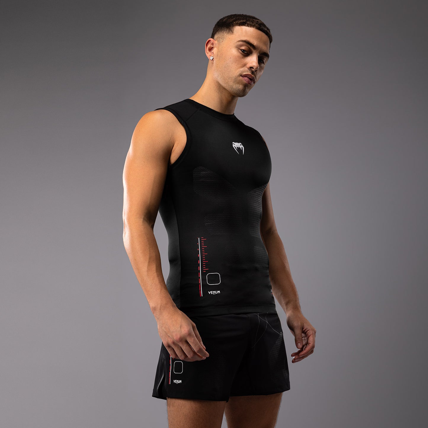 Venum Tactical XT 无袖紧身防磨衣 – 黑色/火红色