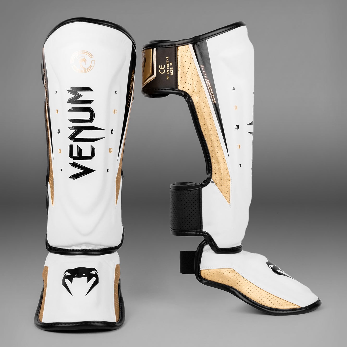 Venum Elite Evo 护胫 – 白色/金色