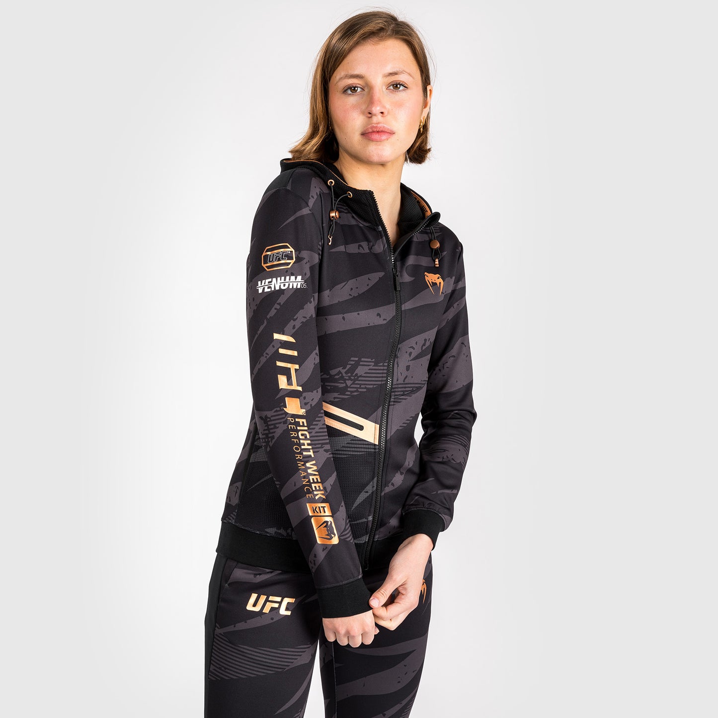 UFC Adrenaline by Venum Fight Week 女士拉链连帽衫 – 城市迷彩