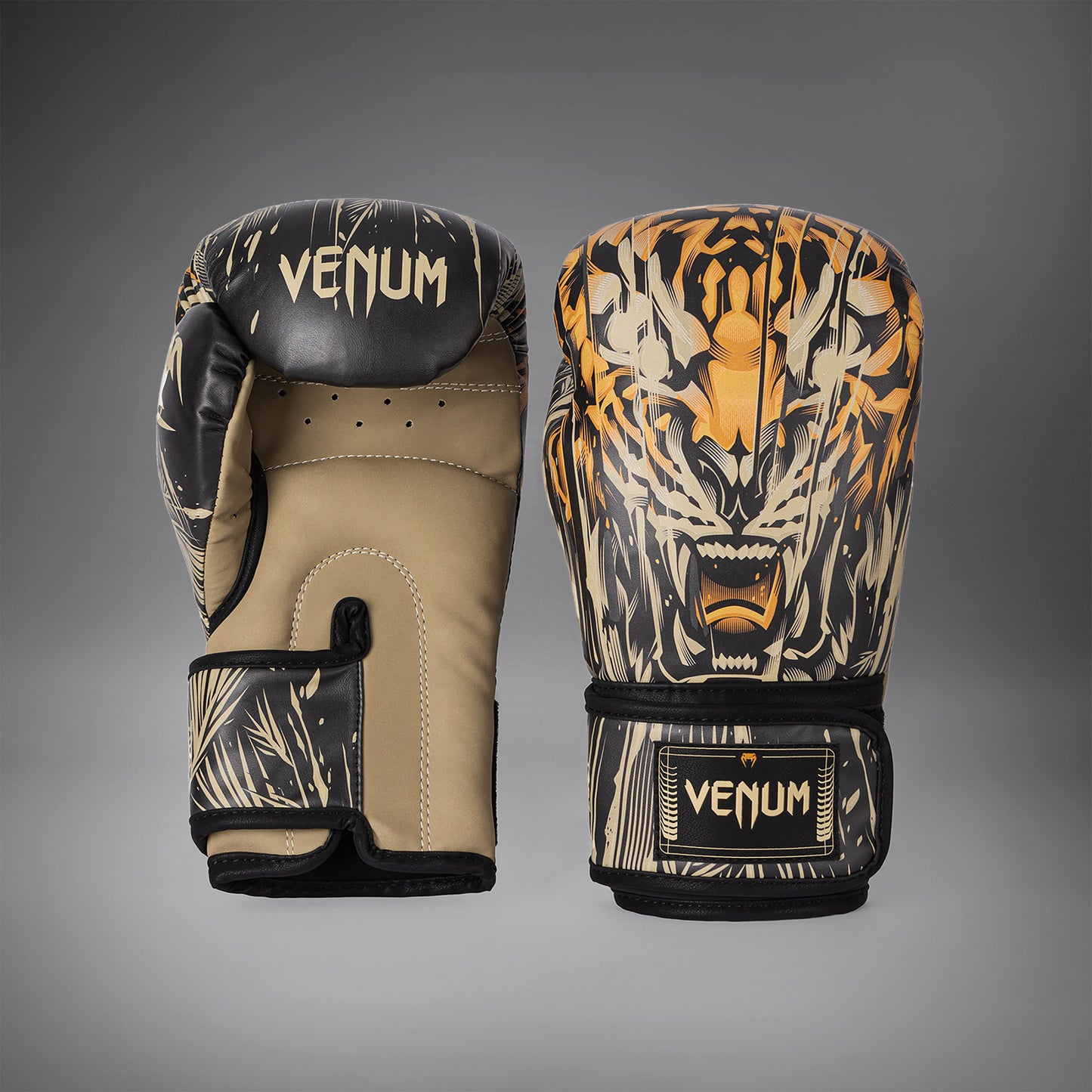 Venum Tiger 拳击手套 – 黑色/荧光橙