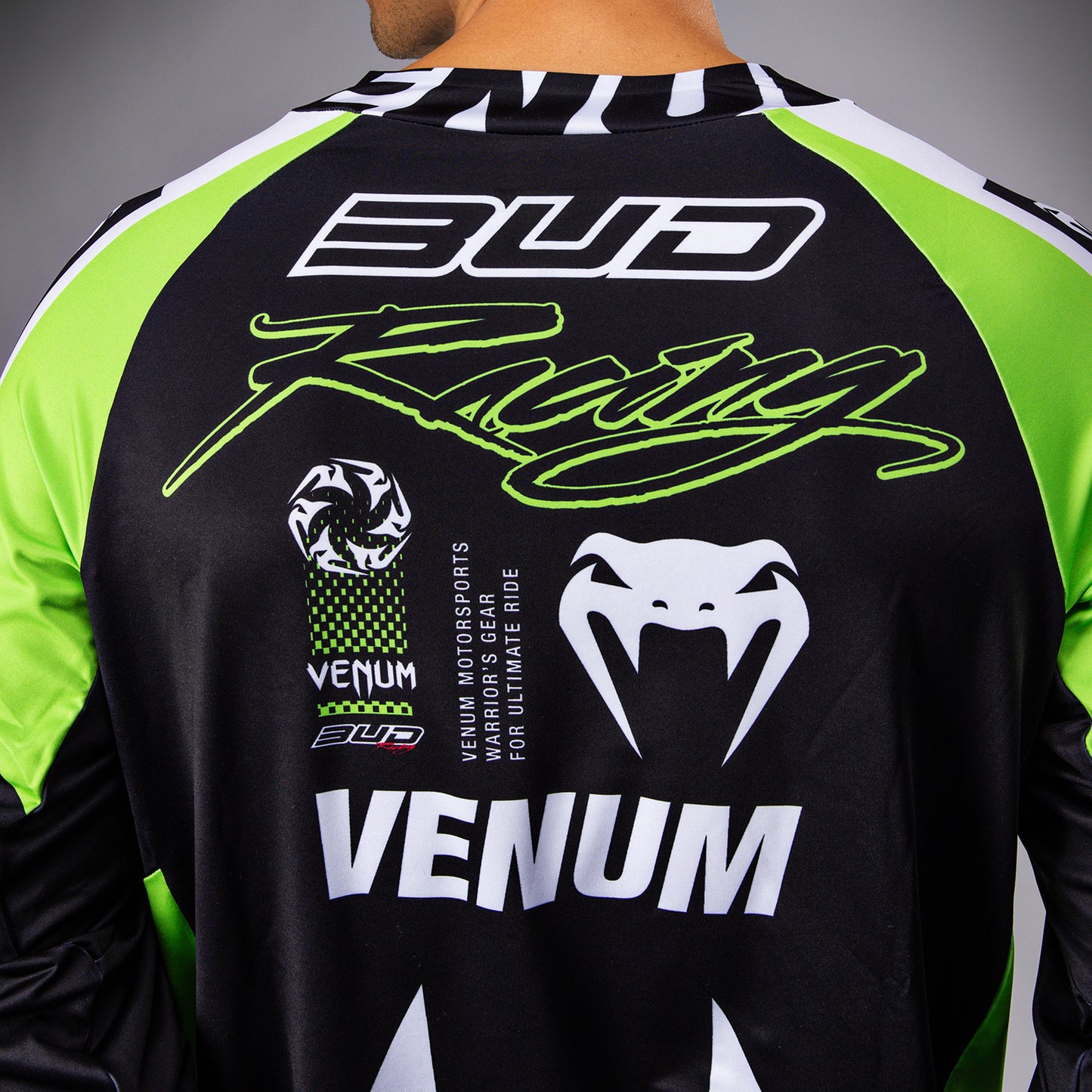Venum x Bud Racing 男士 Dry-Tech T恤 – 黑色/白色/酸橙绿