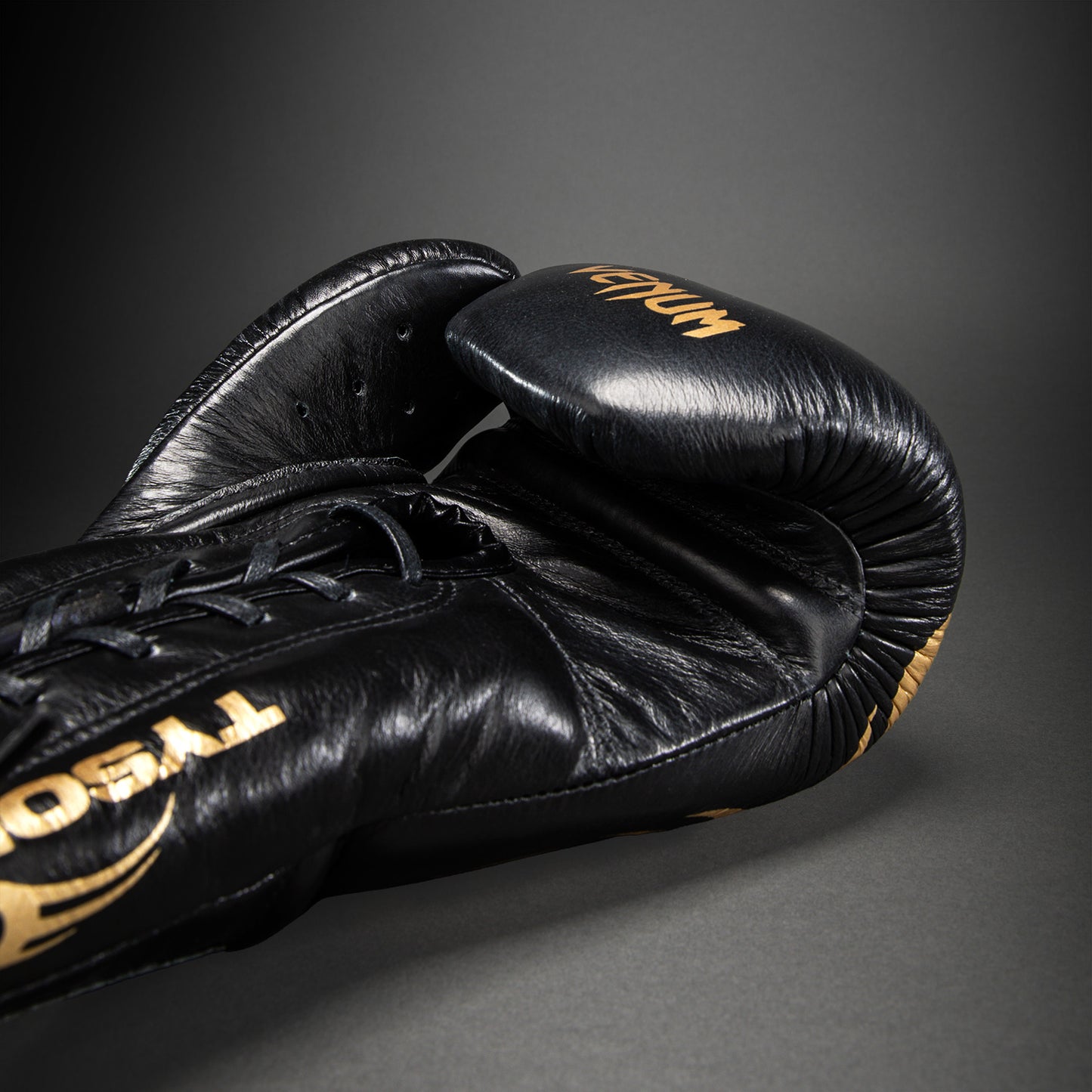 Venum Giant 2.0 Mike Tyson Pro 拳击手套带鞋带 – 黑色/金色
