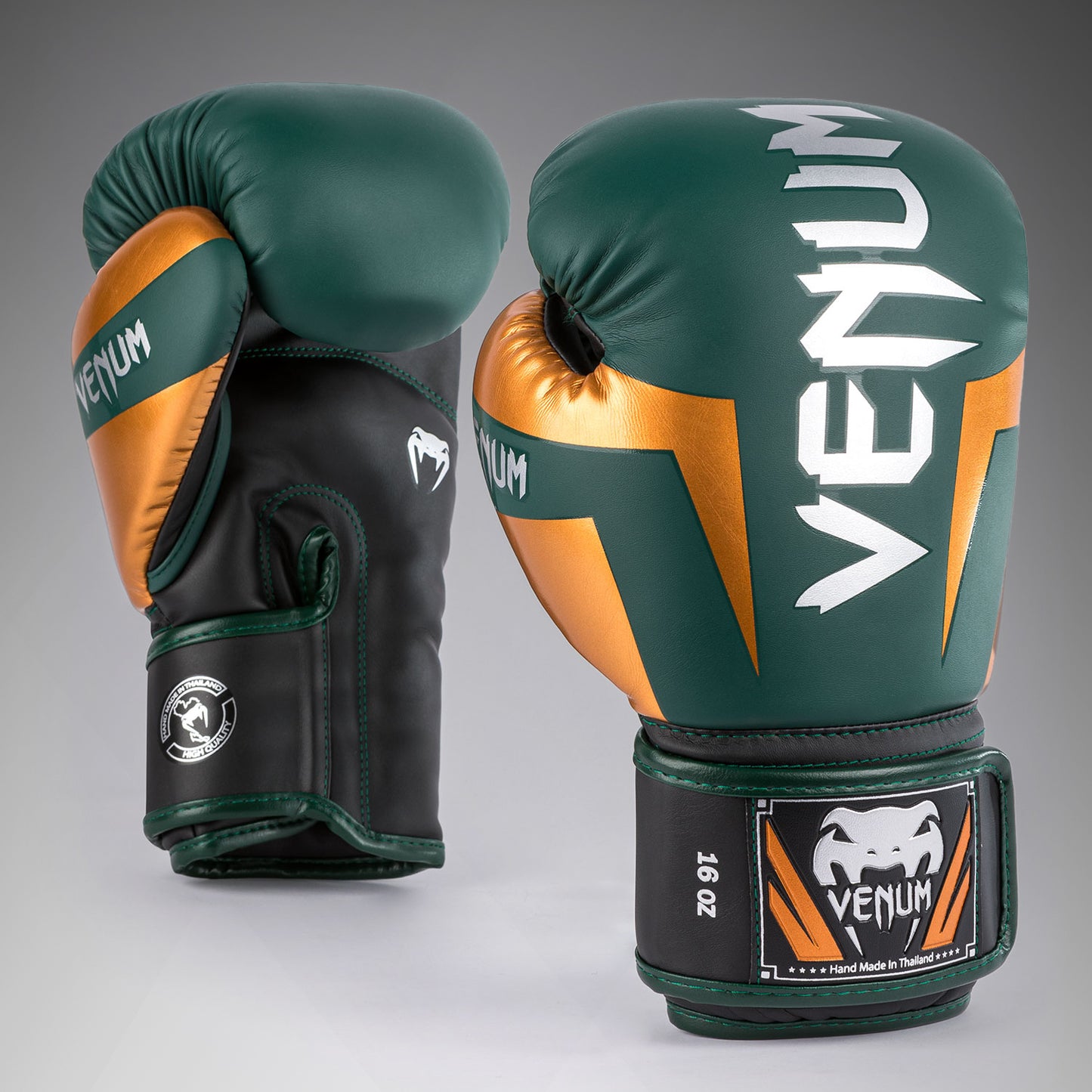 Venum Elite 拳击手套 – 绿色/青铜色/银色