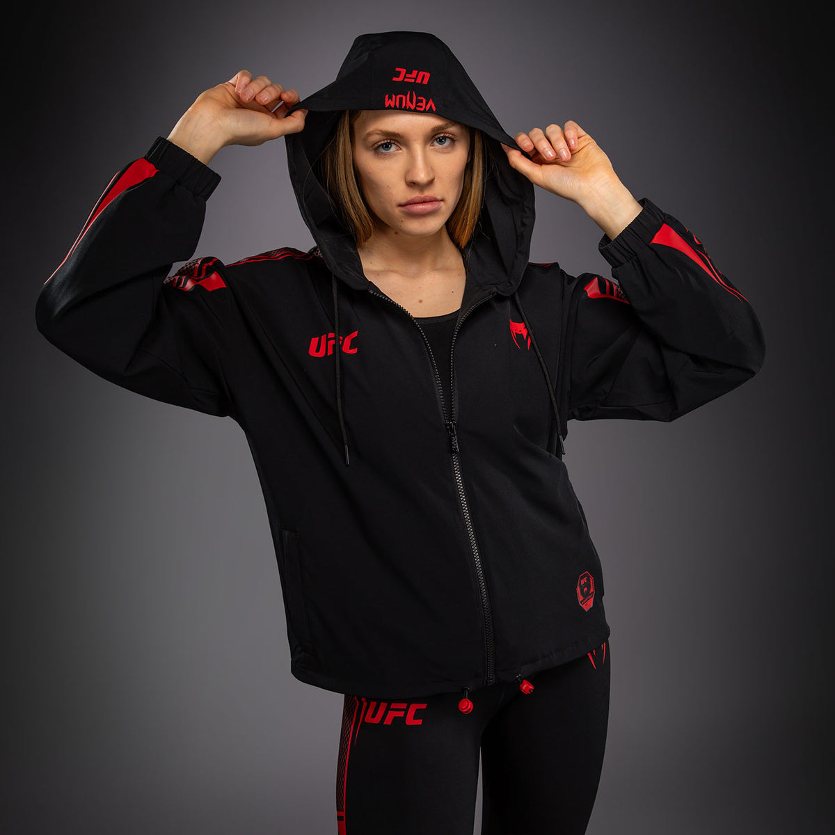 Venum UFC Unity by Venum Authentic Fight Week 女子拉链连帽衫 - 黑色