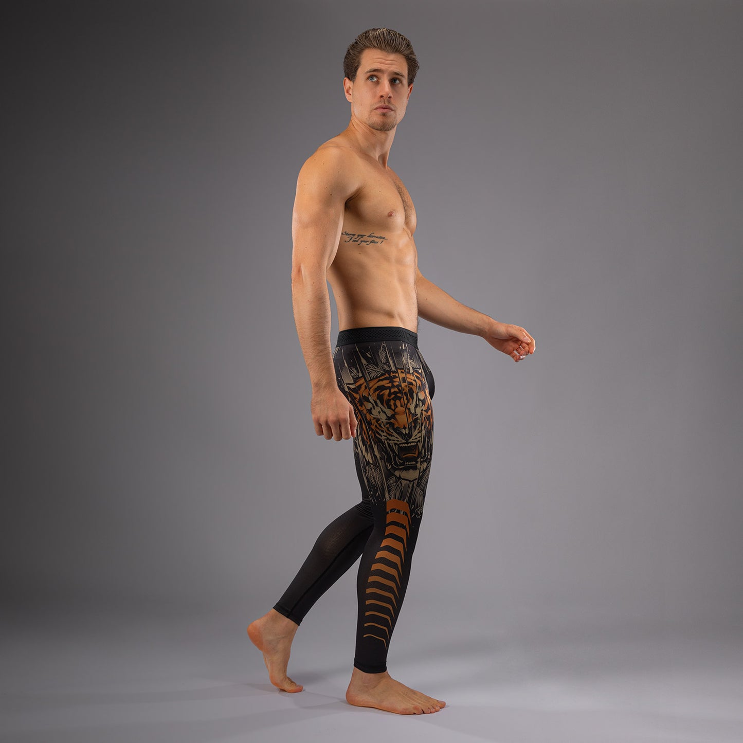 Venum Tiger 男士紧身裤 – 黑色/荧光橙
