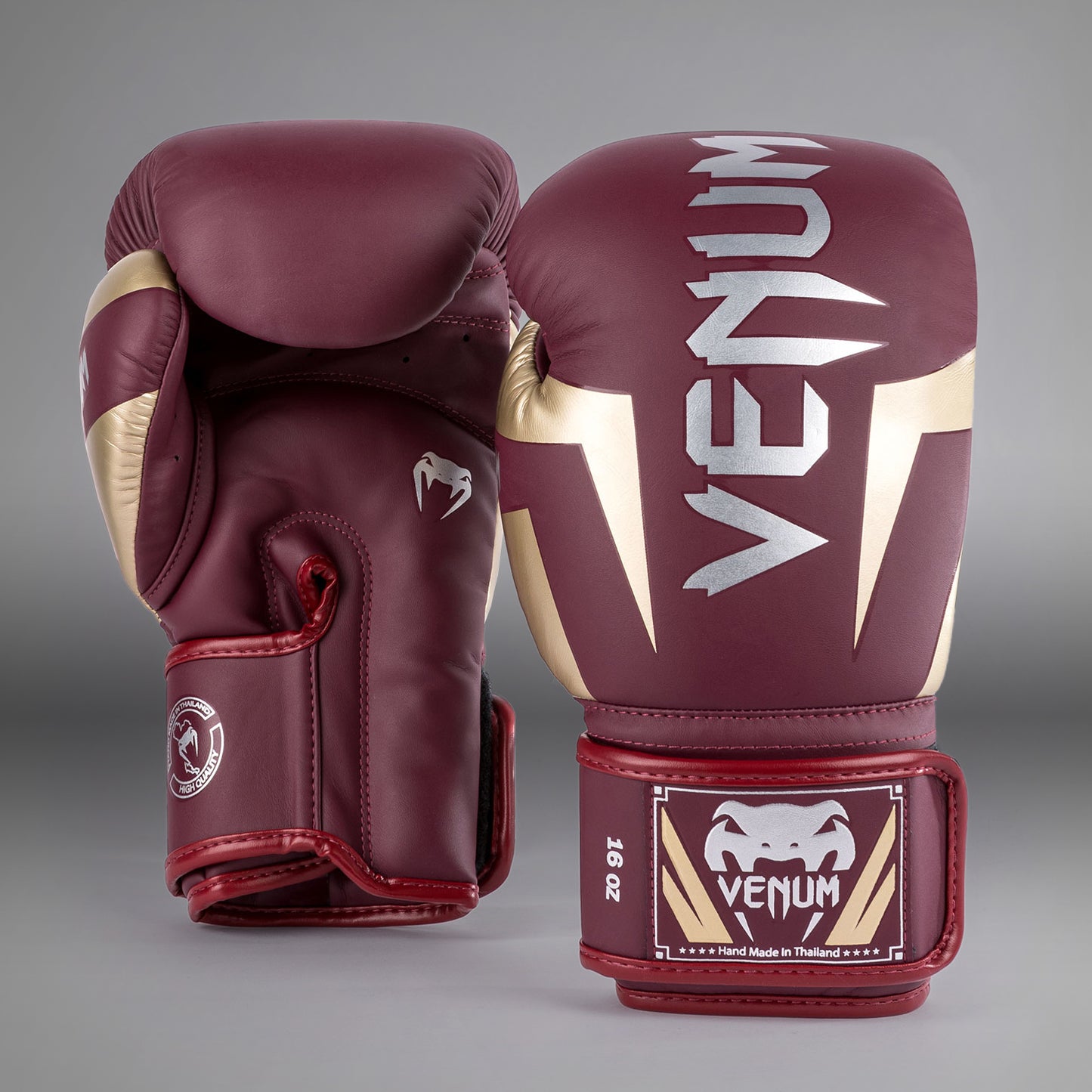 Venum Elite 拳击手套 – 酒红色/金色