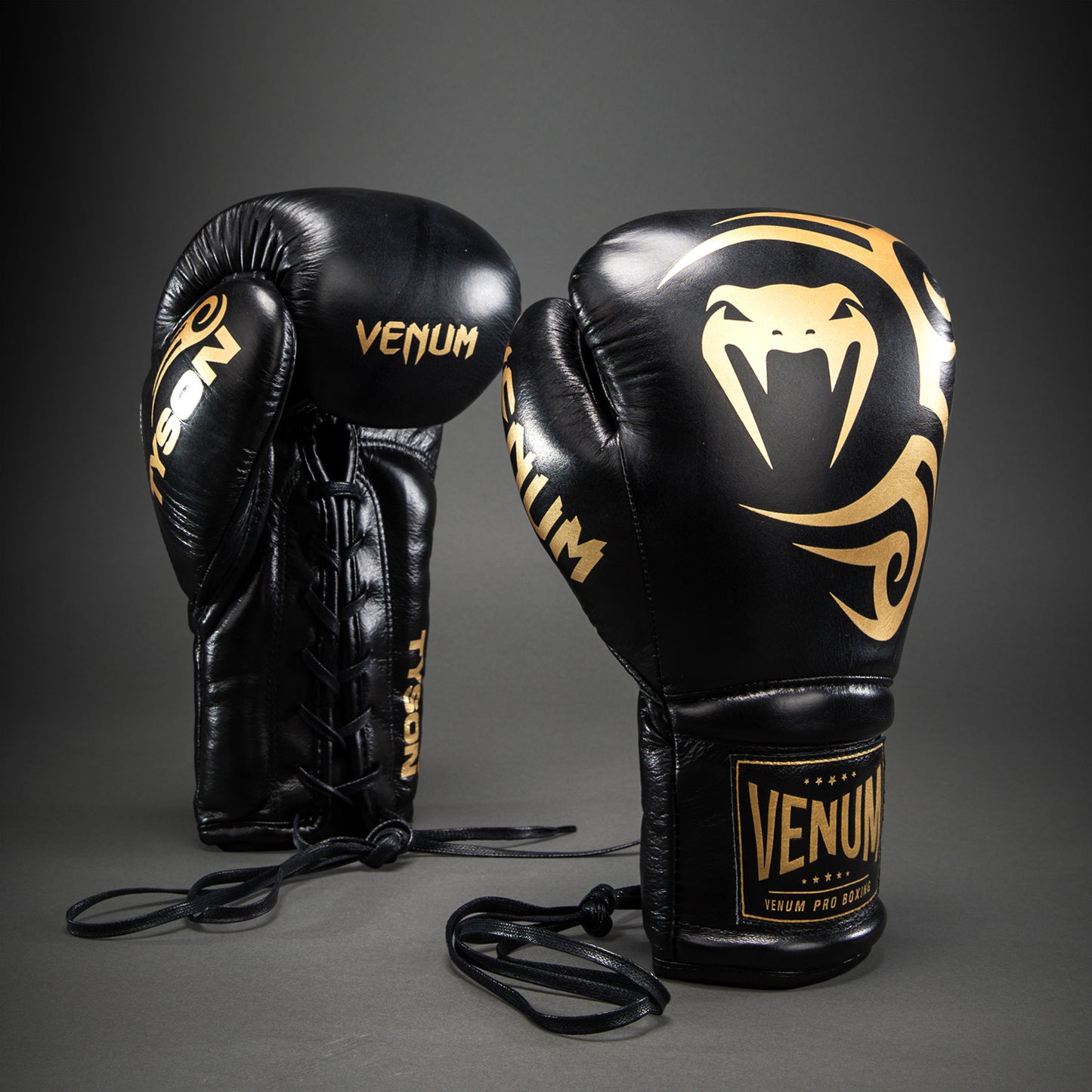 Venum Giant 2.0 Mike Tyson Pro 拳击手套带鞋带 – 黑色/金色