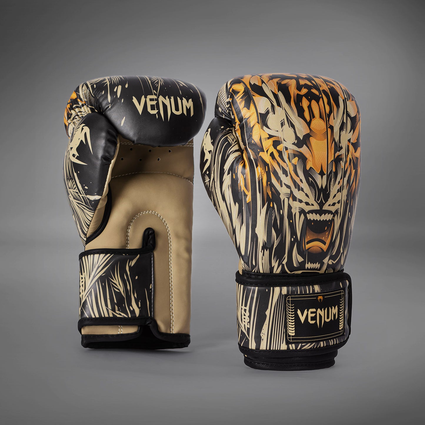 Venum Tiger 拳击手套 – 黑色/荧光橙