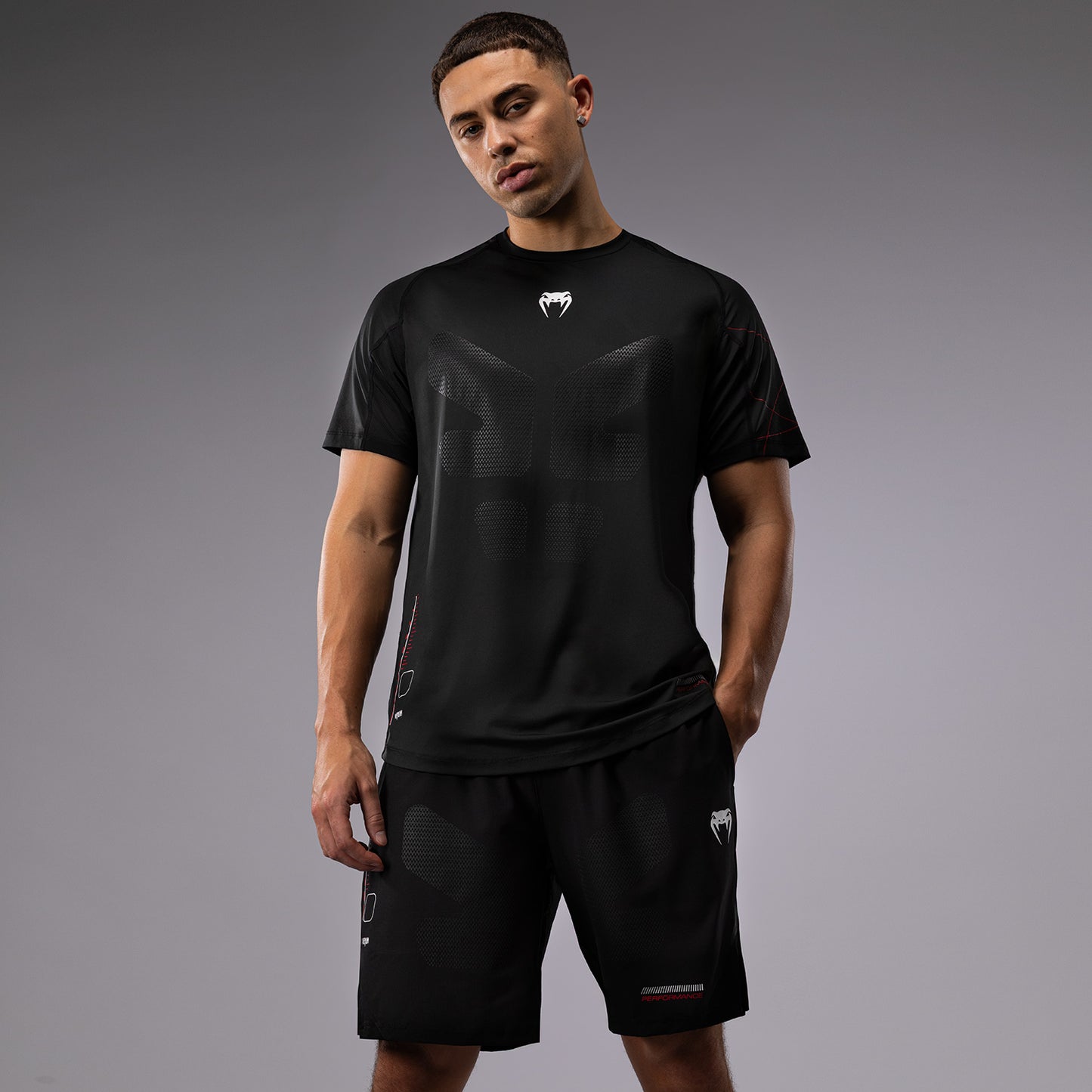 Venum Tactical XT 男士 Dry Tech T恤 – 黑色/火红色