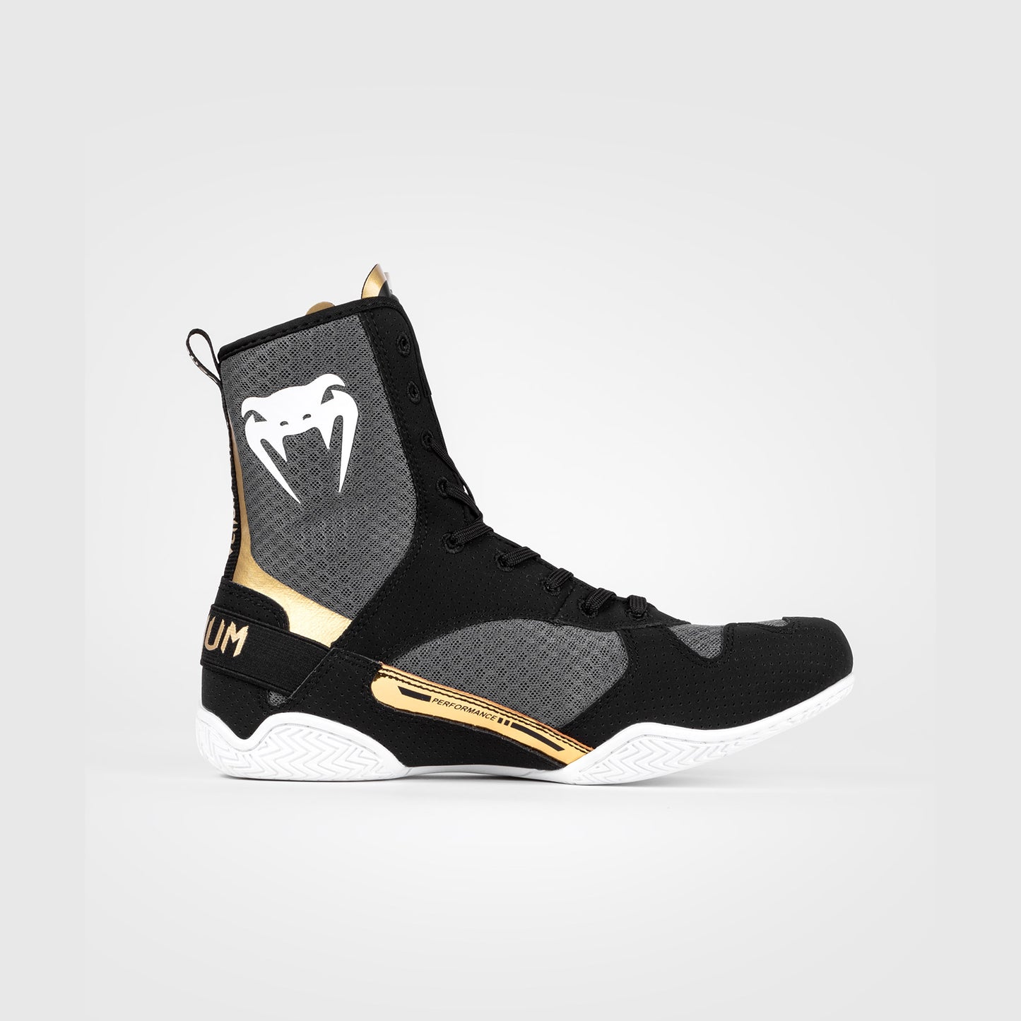 Venum Elite 拳击鞋 – 黑色/白色/金色