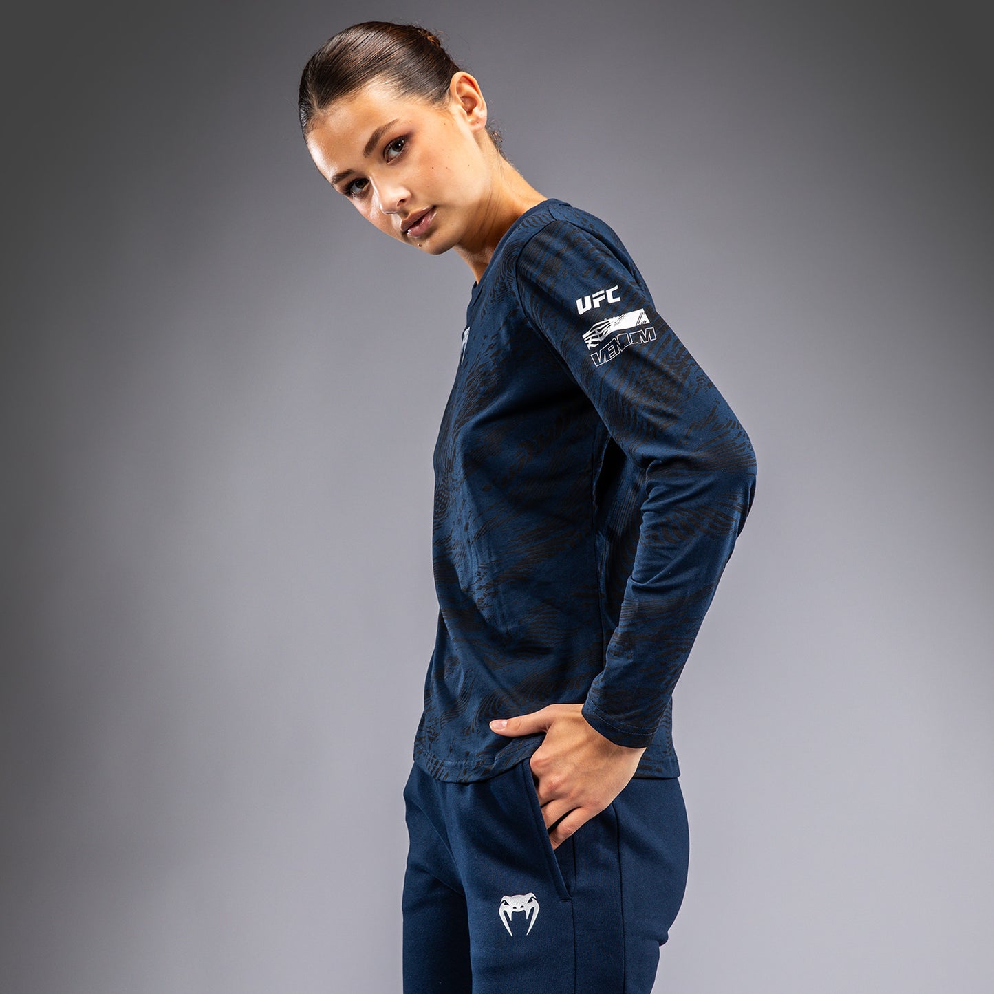 UFC Fusion by Venum Fight Week 女士长袖棉质T恤 – 海洋蓝