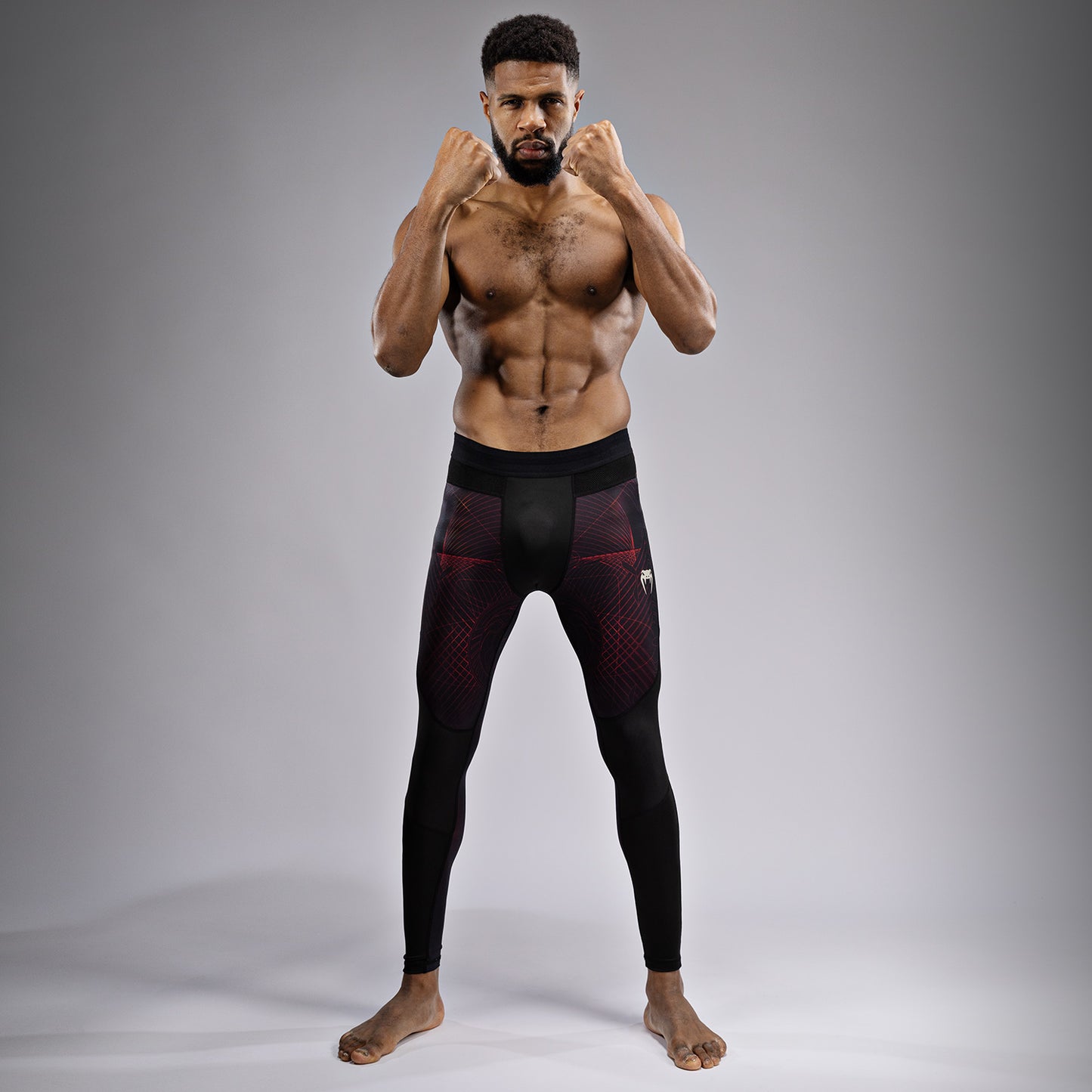 Venum G-Fit Air 男士紧身裤 – 深黑色/火红色