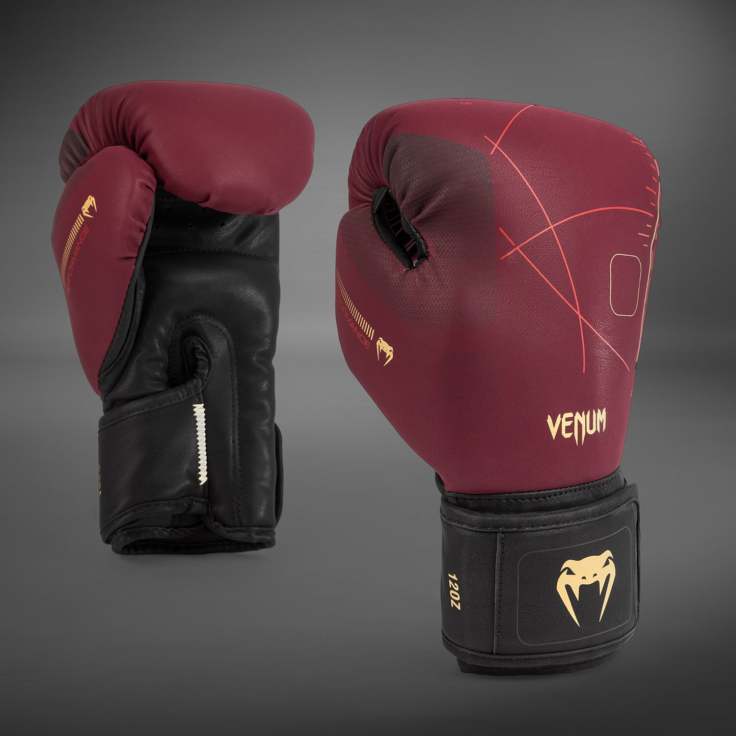 Venum Tactical XT 拳击手套 – 黑色/酒红色/金色