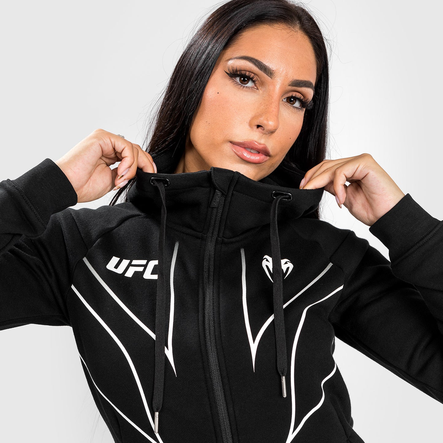 UFC Venum Fight Night 2.0 女士全拉链连帽衫 – 黑色