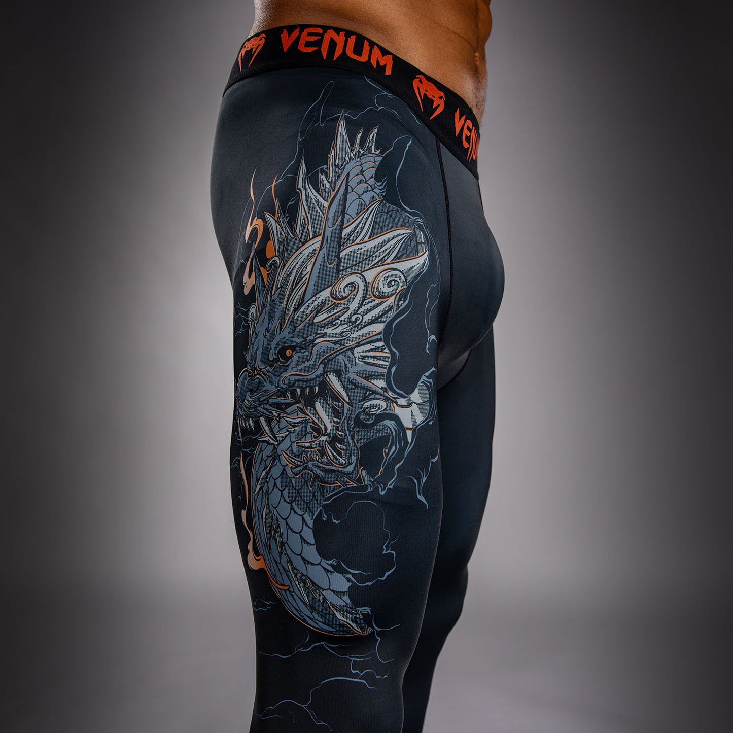 Venum Thunder Dragon 紧身裤 – 黑色/灰色/铜色