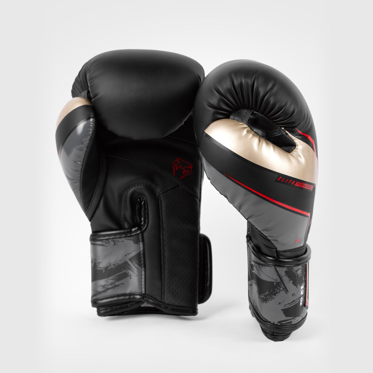 Venum Elite Evo 拳击手套 – 黑色/金色/红色