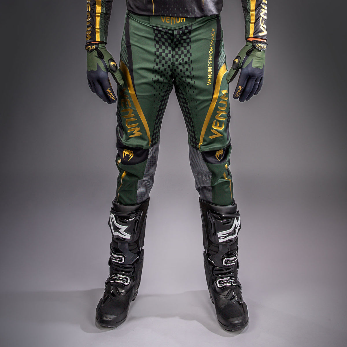 Venum MX Challenger 越野摩托骑行裤 - 黑色/绿色/金色