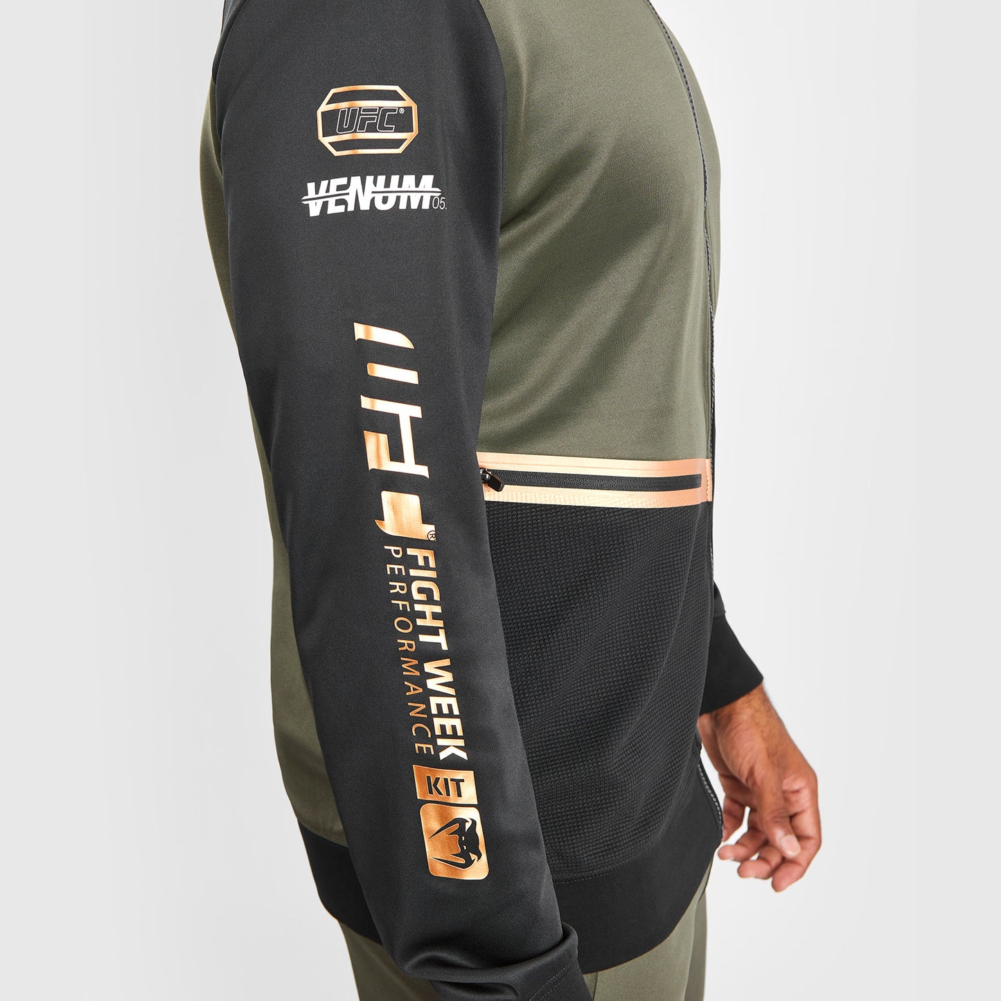 UFC Adrenaline by Venum Fight Week 男士拉链连帽衫 – 卡其色/青铜色