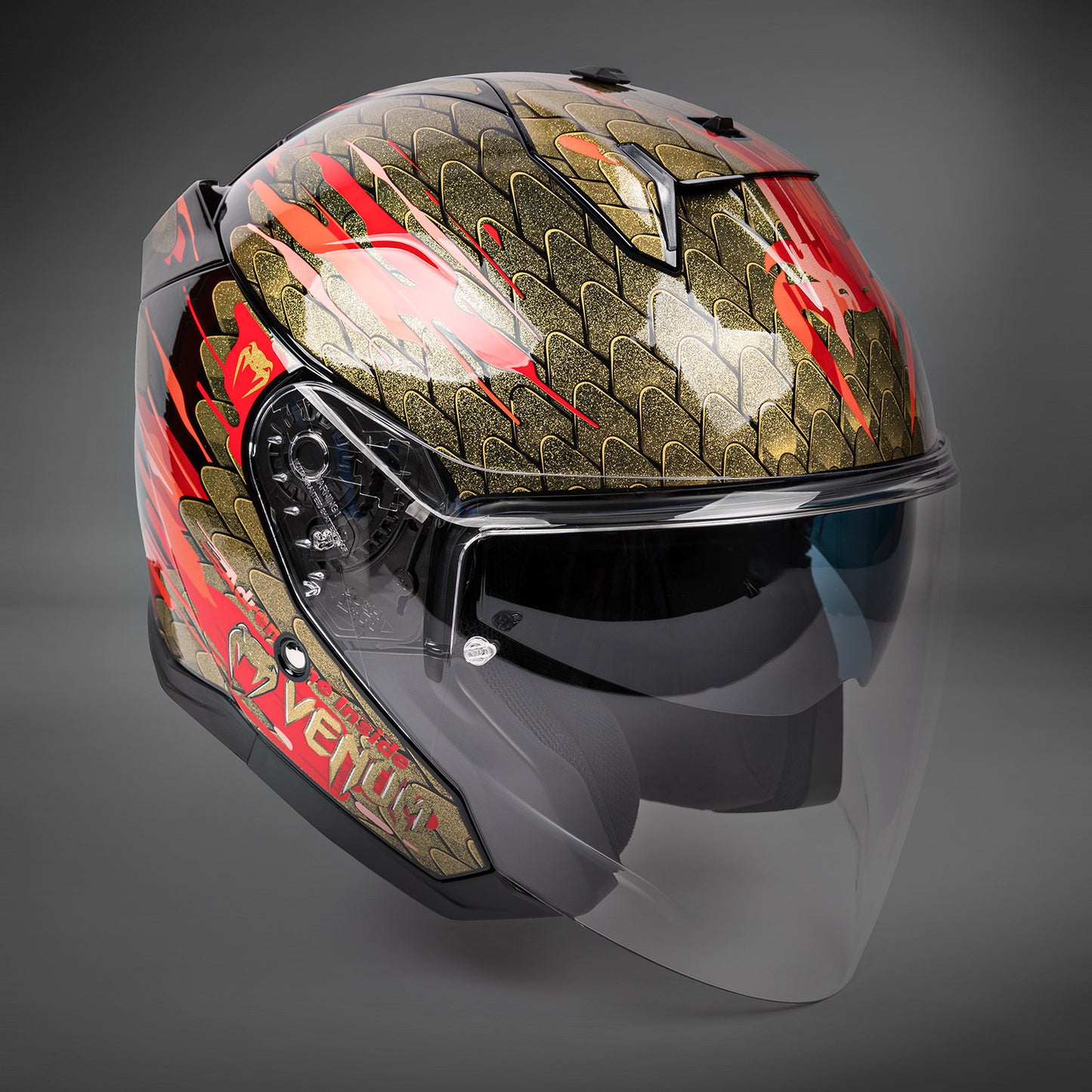 Venum x Shark SKWAL i3 JET 摩托车头盔 – 红色/金色