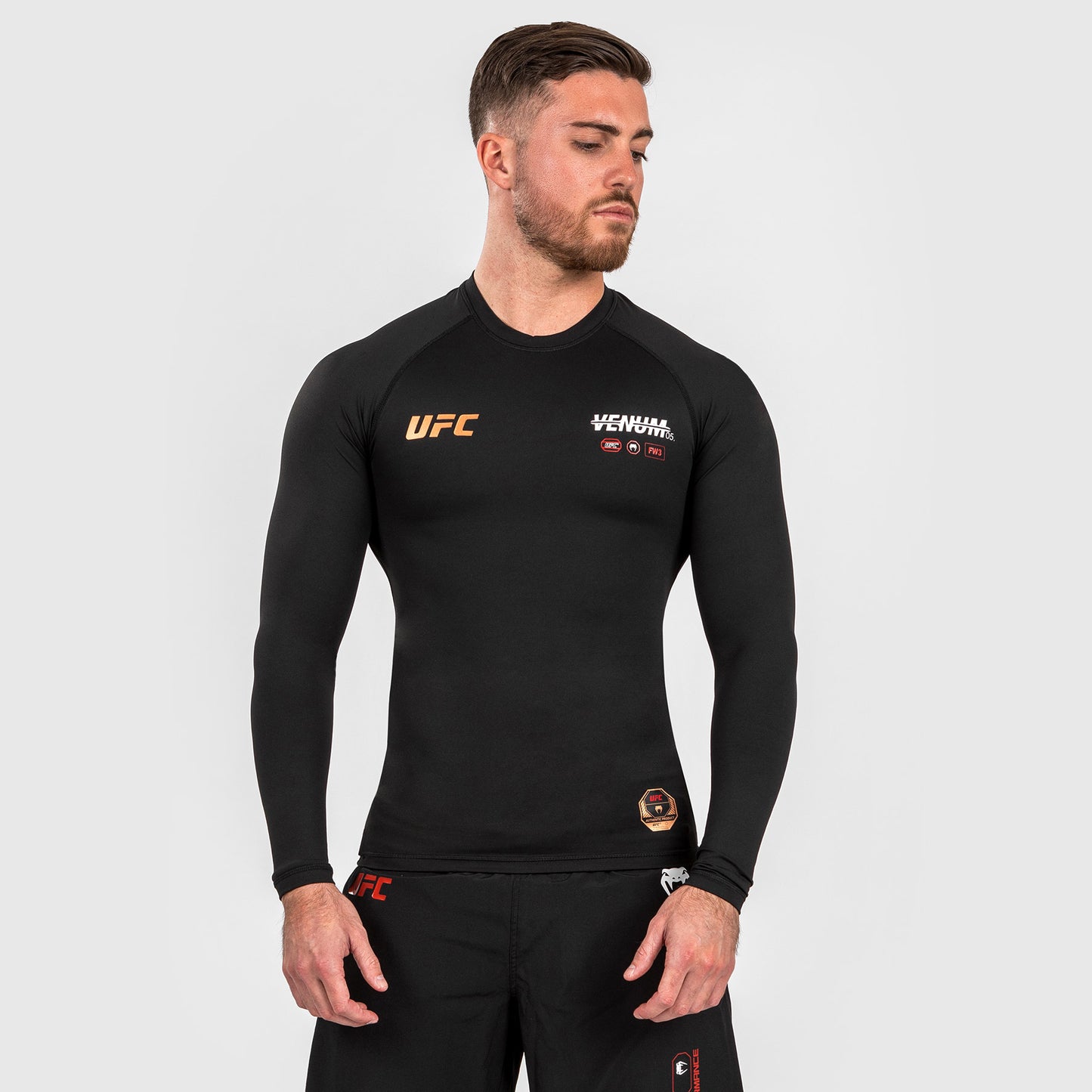 UFC Adrenaline by Venum Fight Week 男士长袖紧身防磨衣 – 黑色