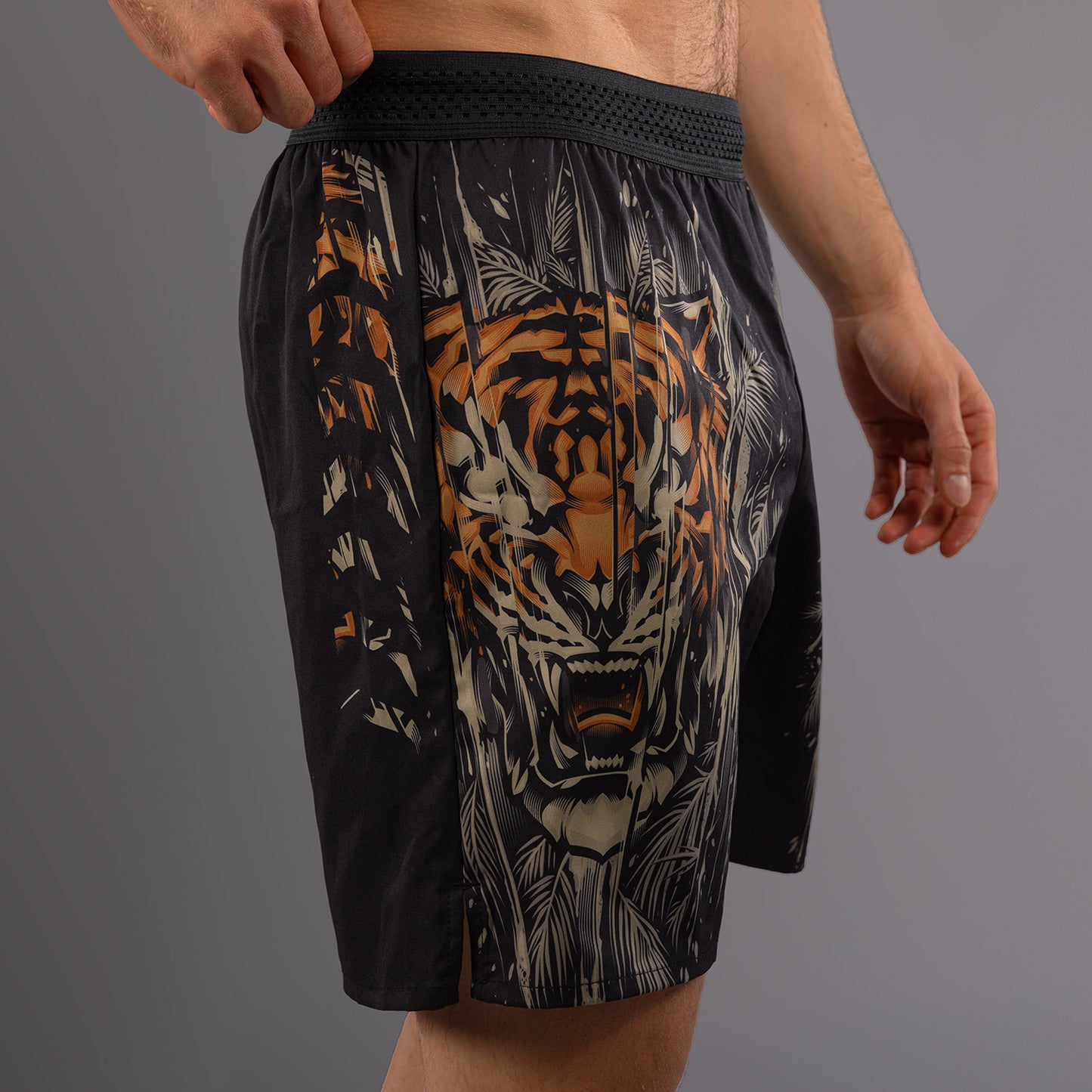 Venum Tiger 男士训练短裤 – 黑色/荧光橙