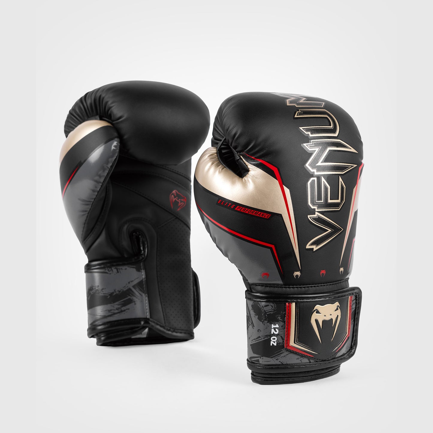 Venum Elite Evo 拳击手套 – 黑色/金色/红色