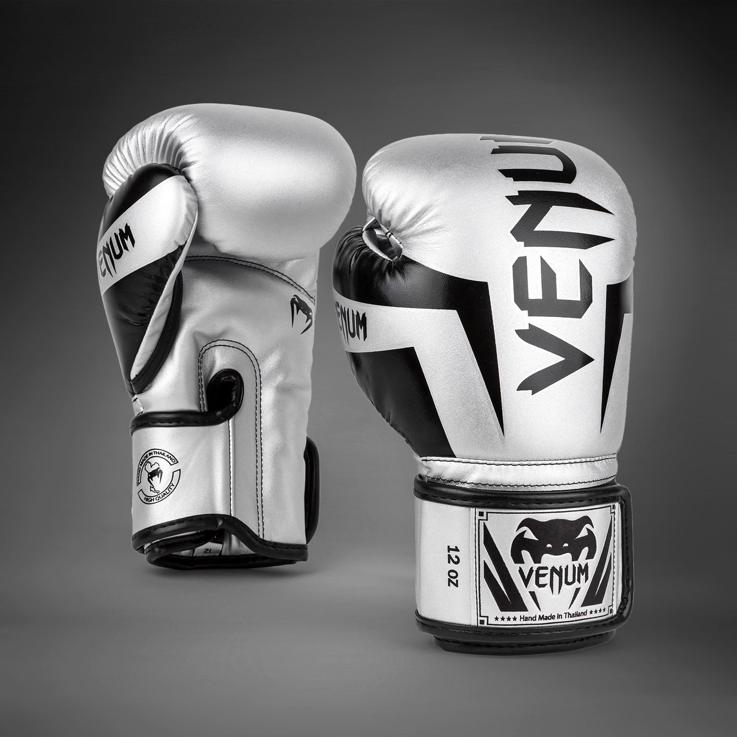 Venum Elite 拳击手套 – 银色/黑色
