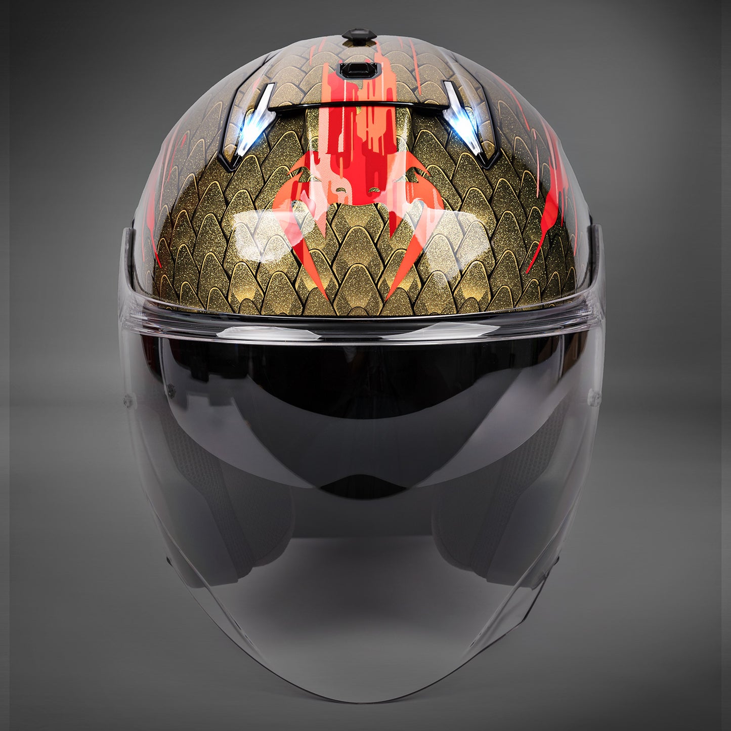 Venum x Shark SKWAL i3 JET 摩托车头盔 – 红色/金色