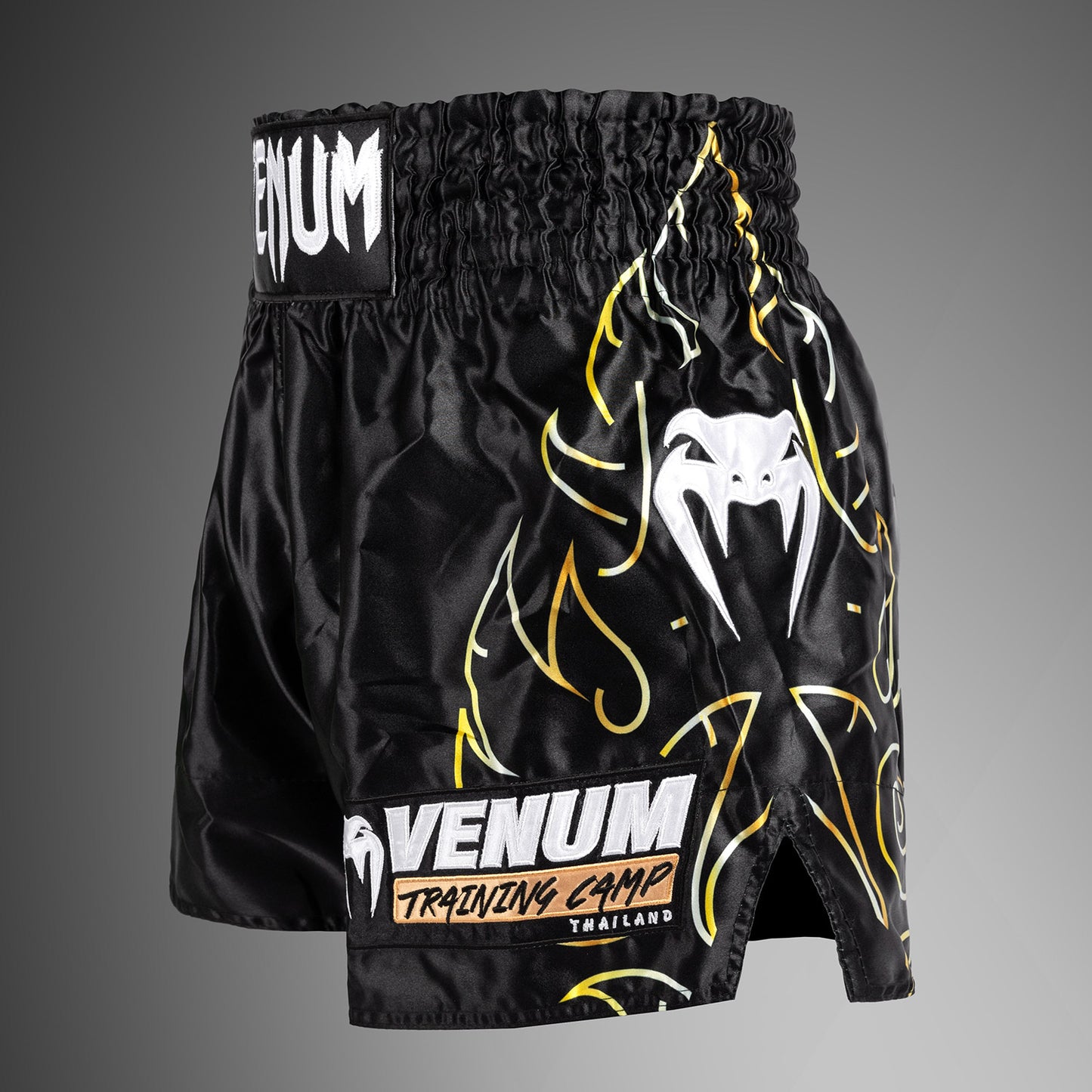 Venum VTC Flames 泰拳短裤 – 黑色/金色